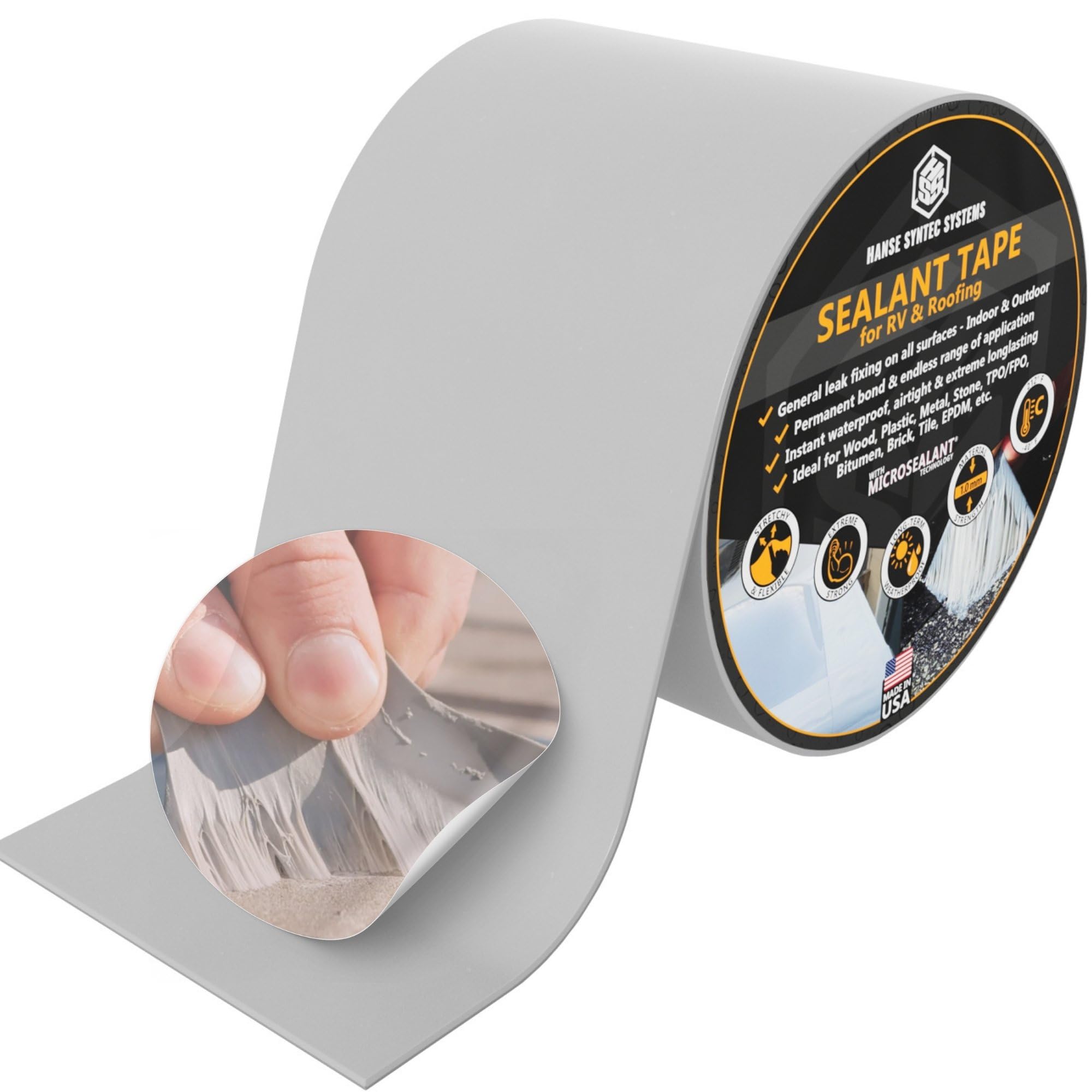 Sealant Tape with MicroSealant Gray 4 inch x 50 feet RV & Roof Repair (50 Foot)