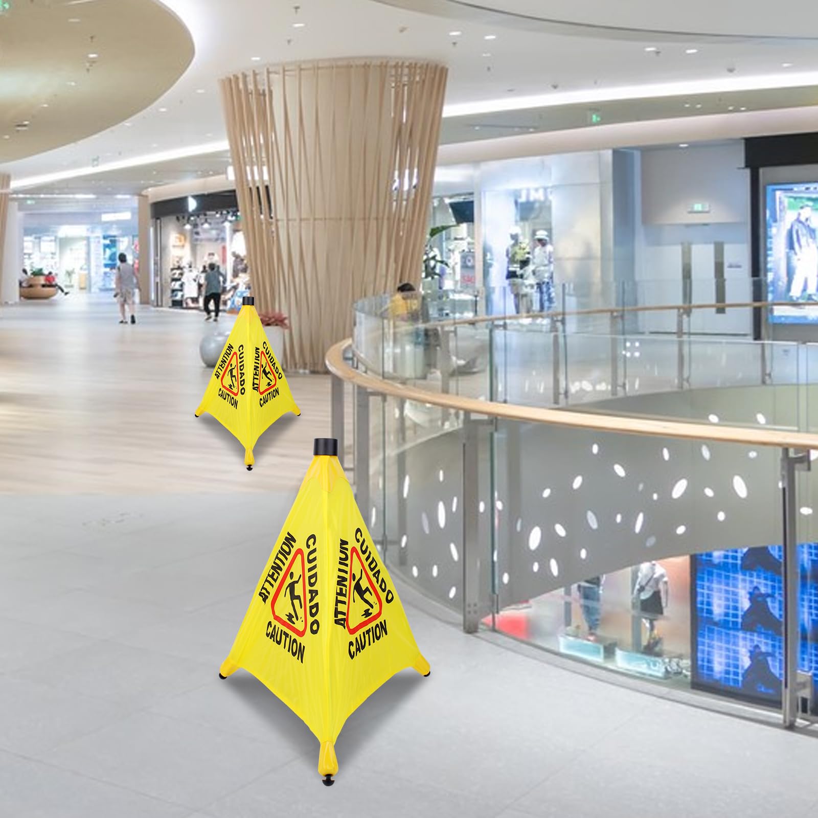 3 Pcs 20 inch Pop up Wet Floor Sign with Storage Tube (3 Count)