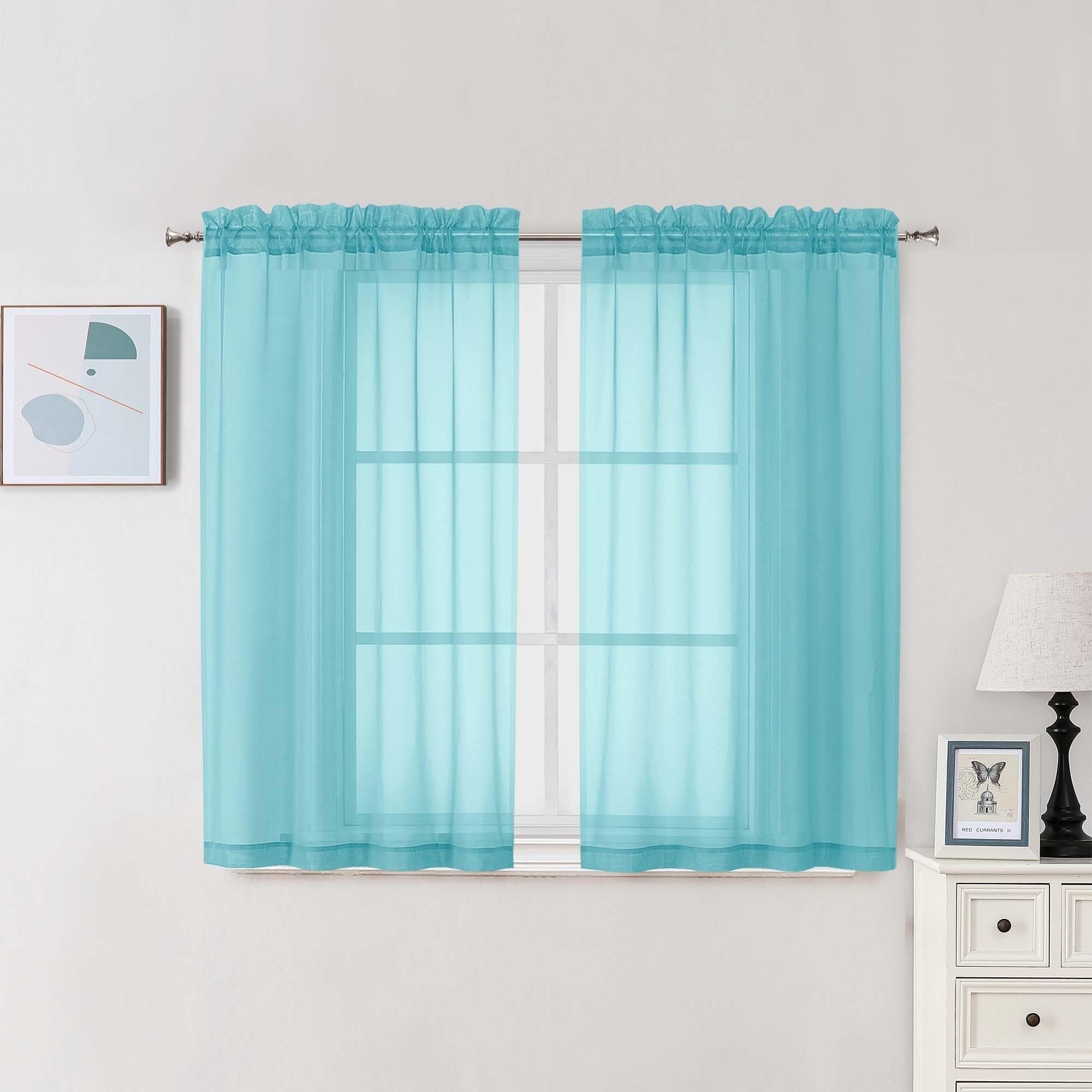 Sheer Curtains 54 Inch Long 2 Panels Set (2 Count)