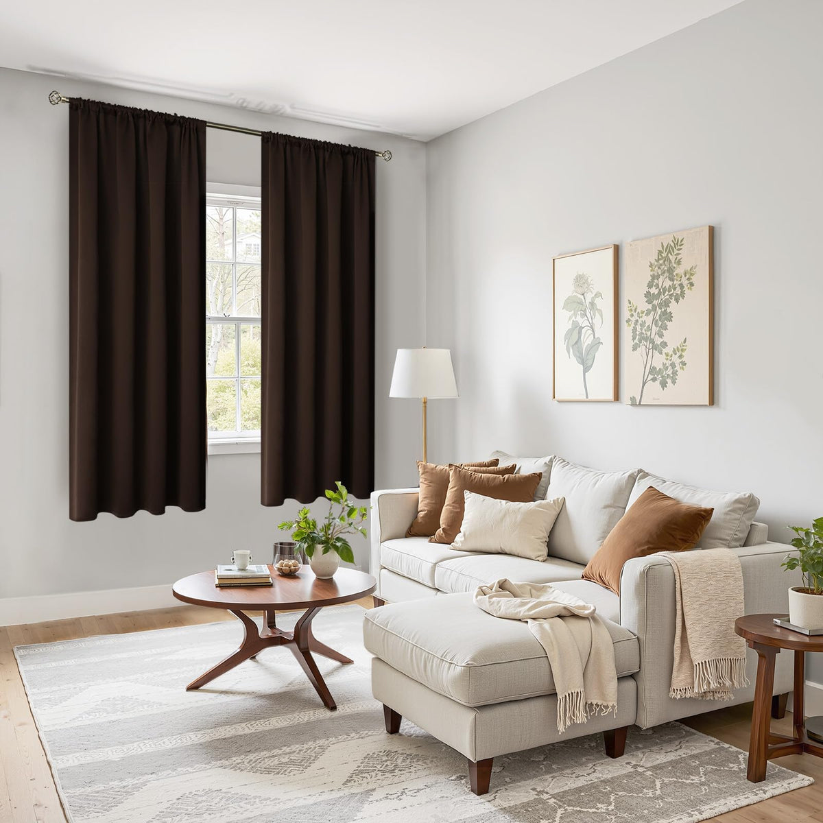 Brown Blackout Curtains 63 Inch Length