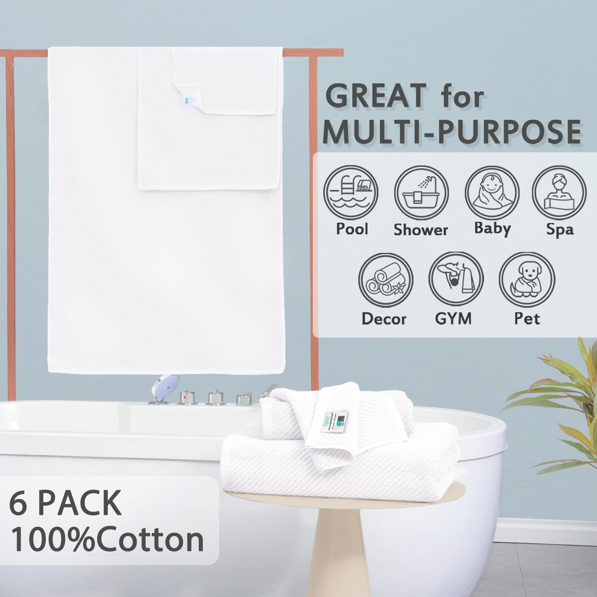 White 6PC Towel Set (6 Count)