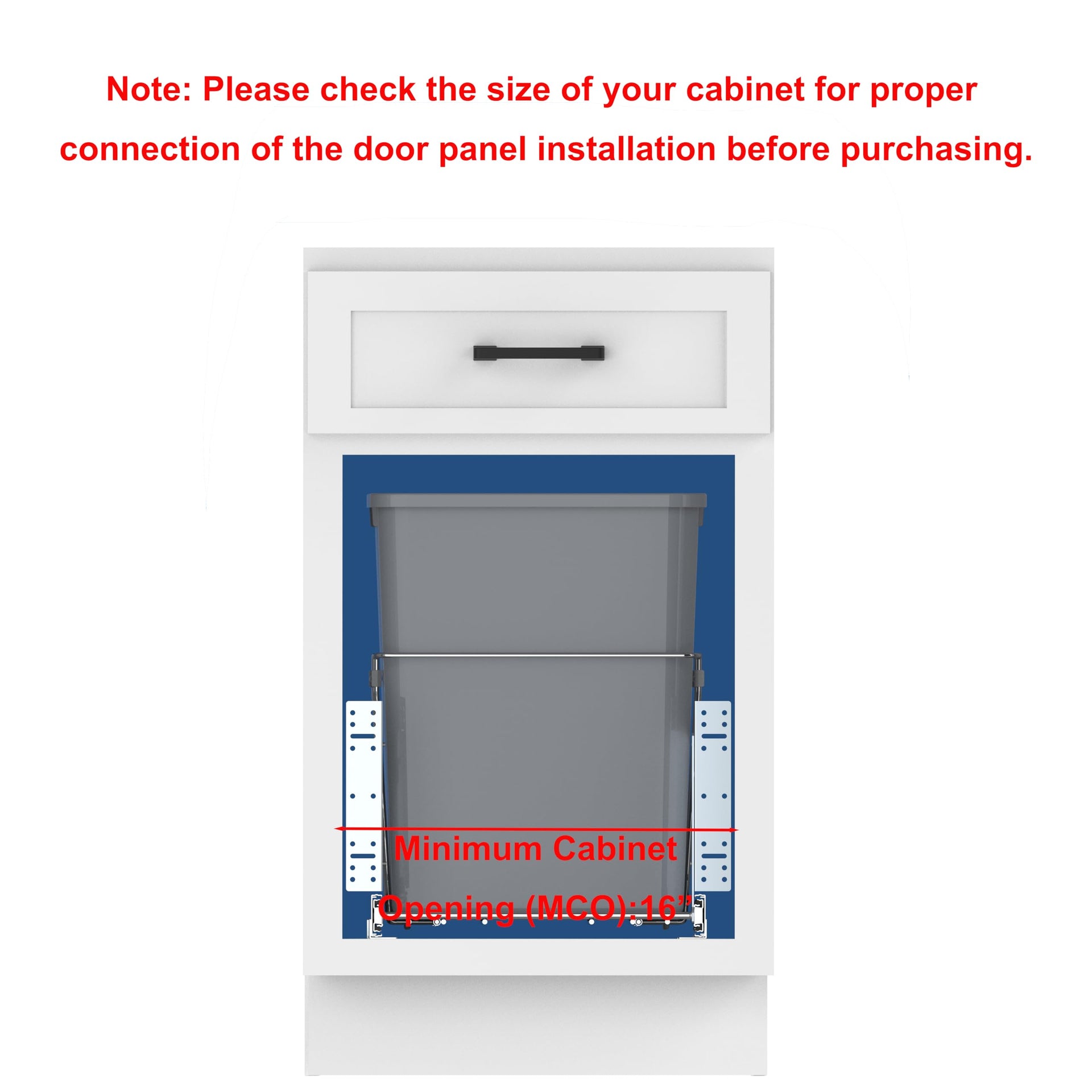 Double Pull Out Trash Can for Under Kitchen Cabinets Include Double 35QT Trash Bin Doesn't Include Door Fittings