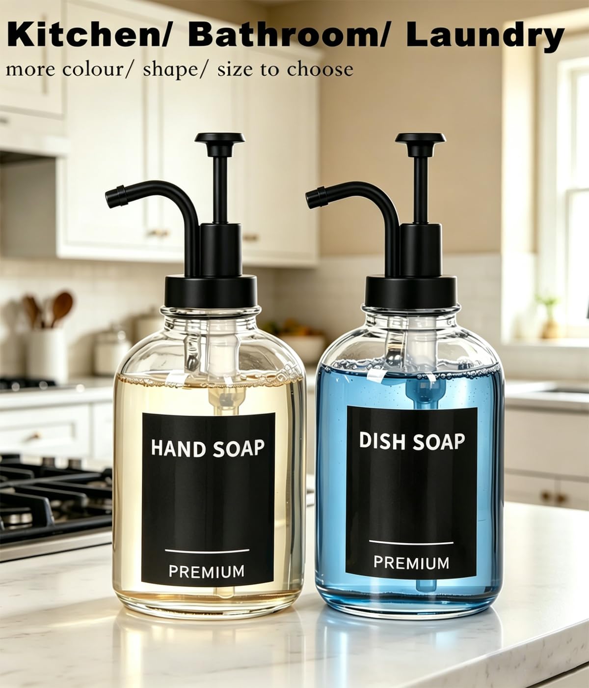 12oz Dish Soap Dispenser for Kitchen (2 Count)