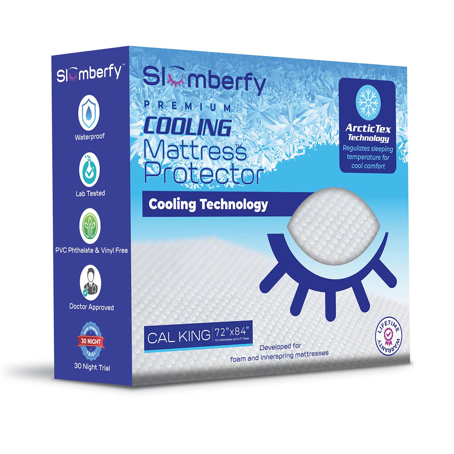 Cal King Size Waterproof Cooling Mattress Protector by Slumberfy