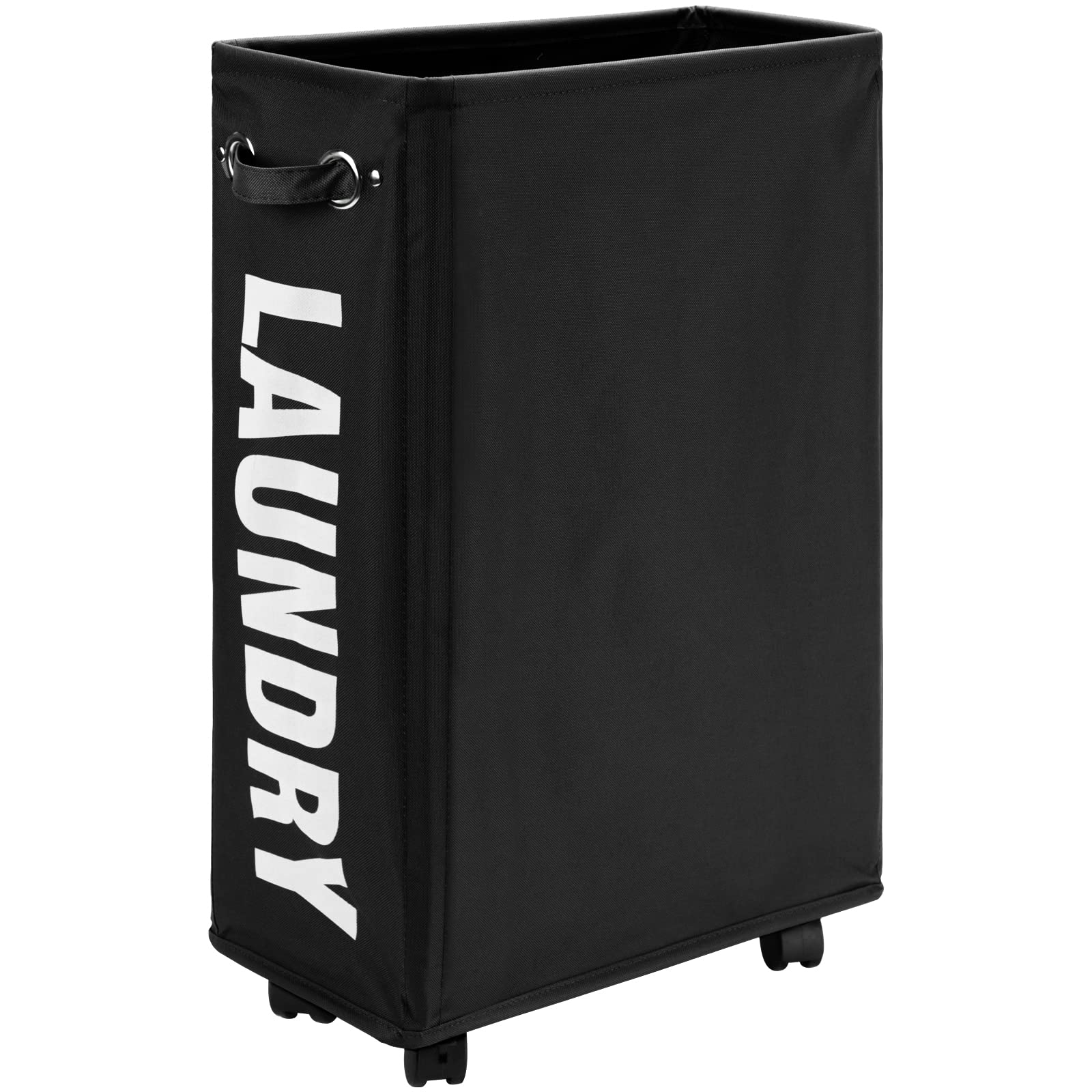 25" Slim Rolling Laundry Basket Hamper