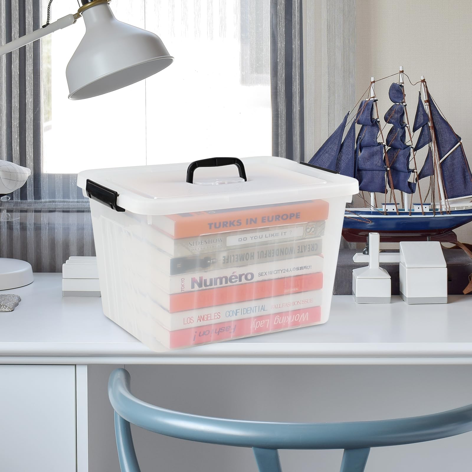 18 L Clear Plastic Storage Box with Handle (6 Count)