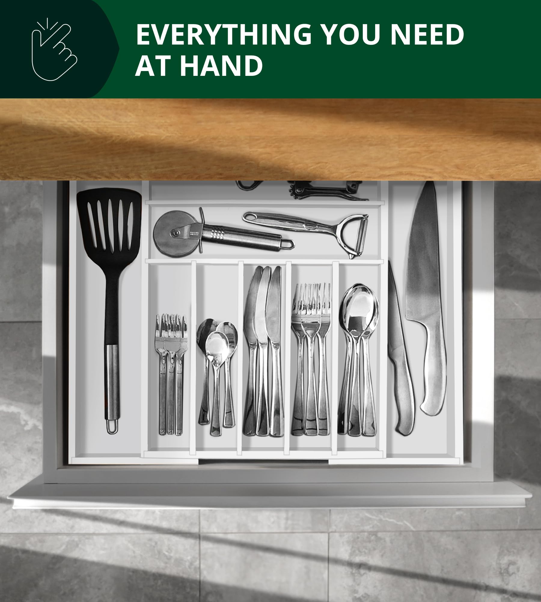 Luxury Bamboo Kitchen Drawer Organizer