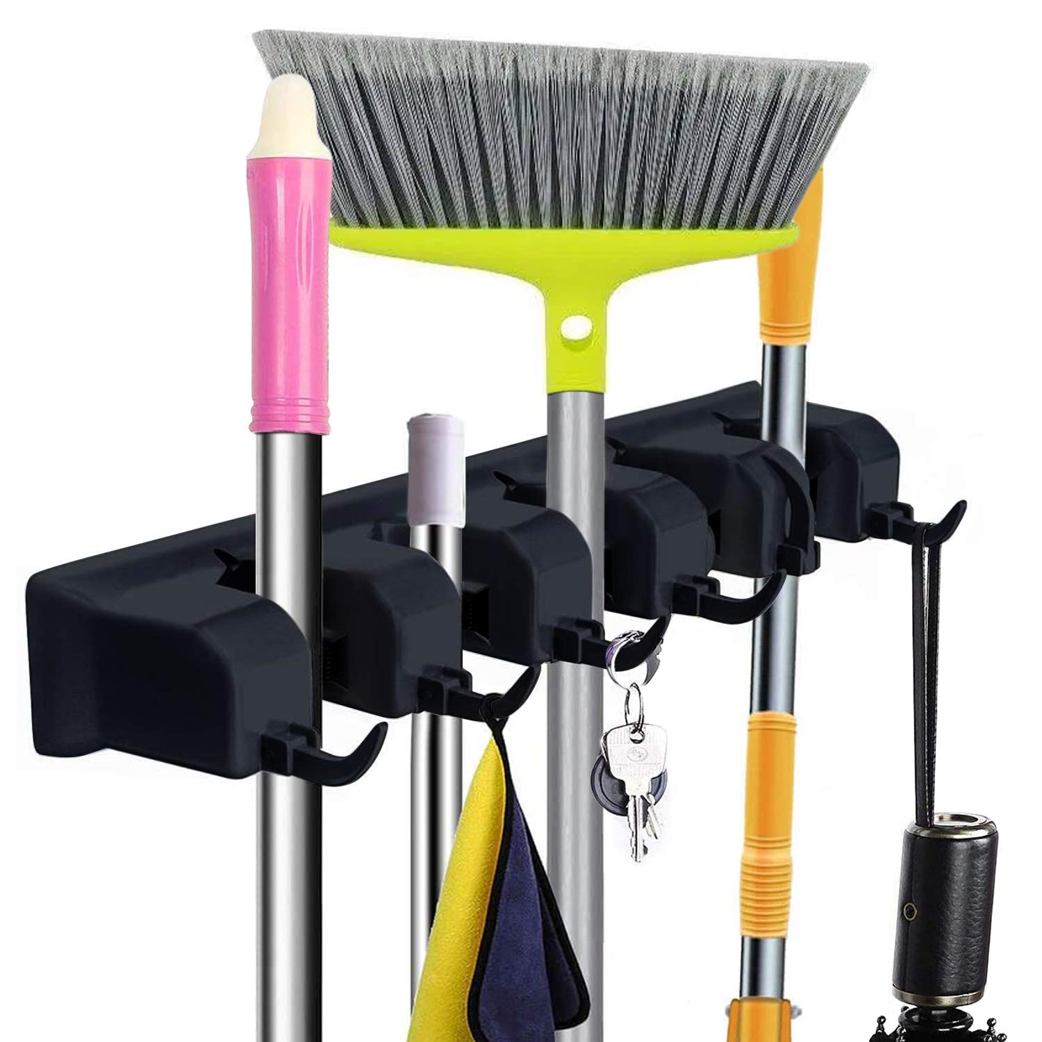 Mop and Broom Holder Wall Mount Heavy Duty Tool Organizer For Home Garden Garage And Storage