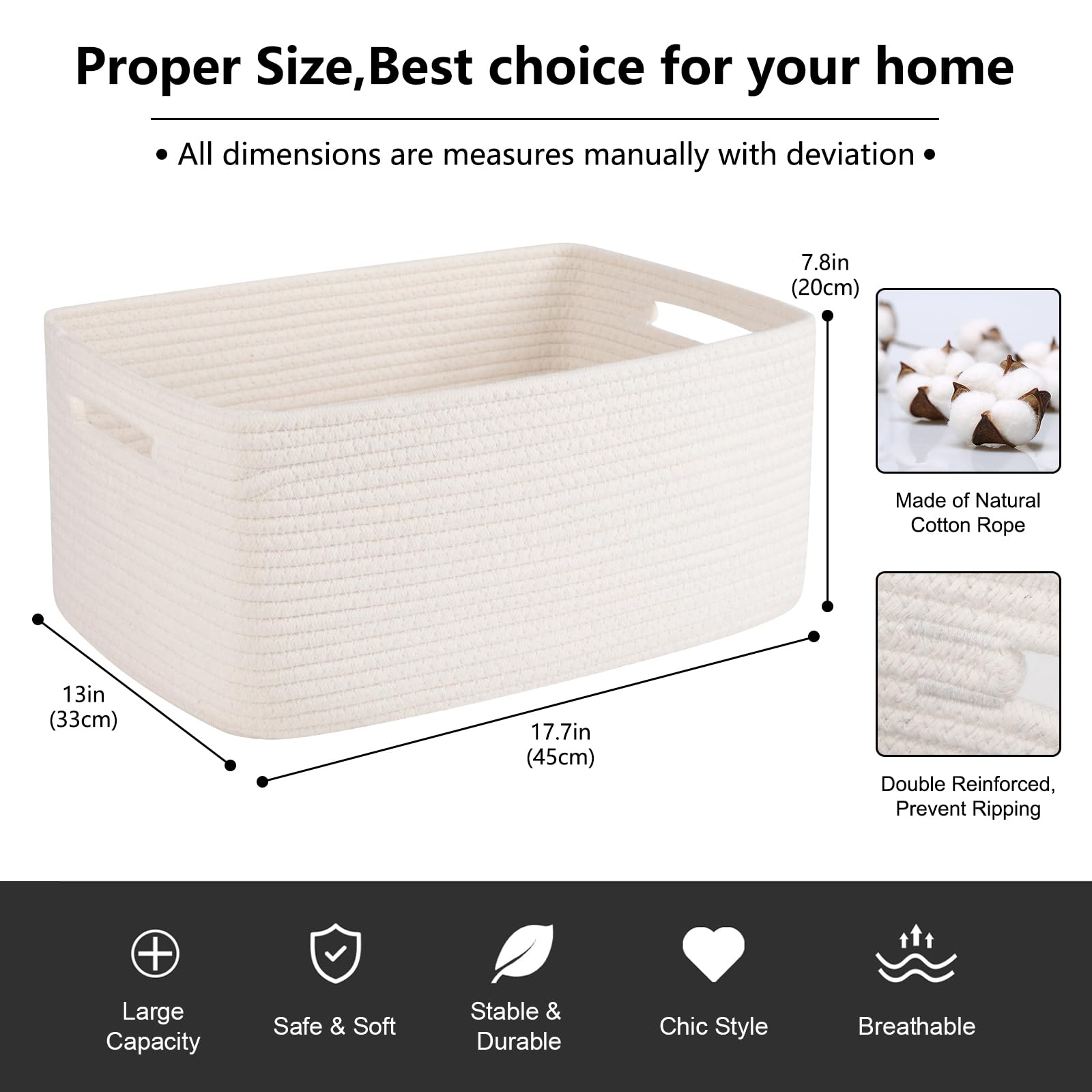 Large Storage Basket for Organizing (2 Count)