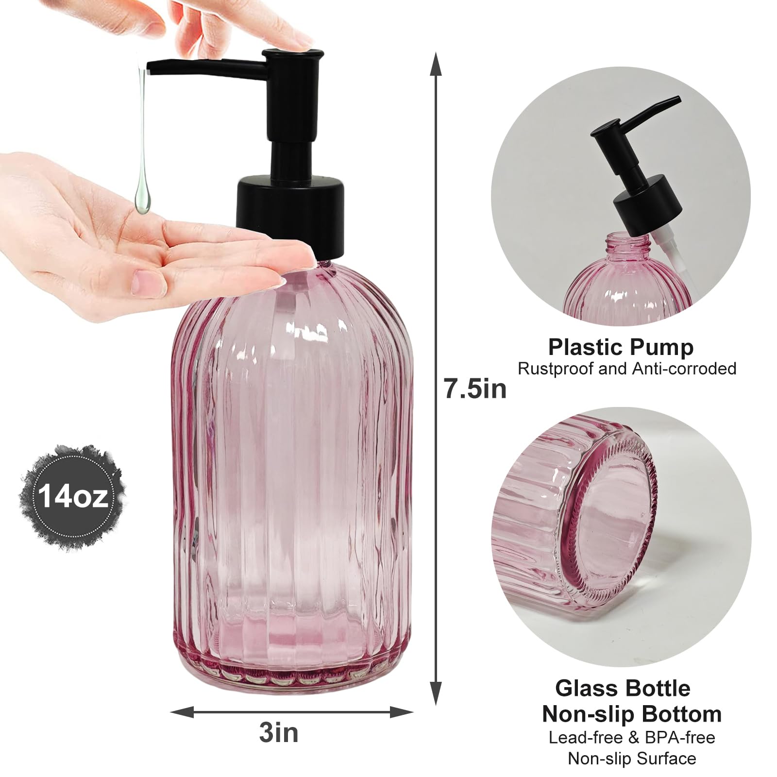 Black Pump Glass Soap Dispenser