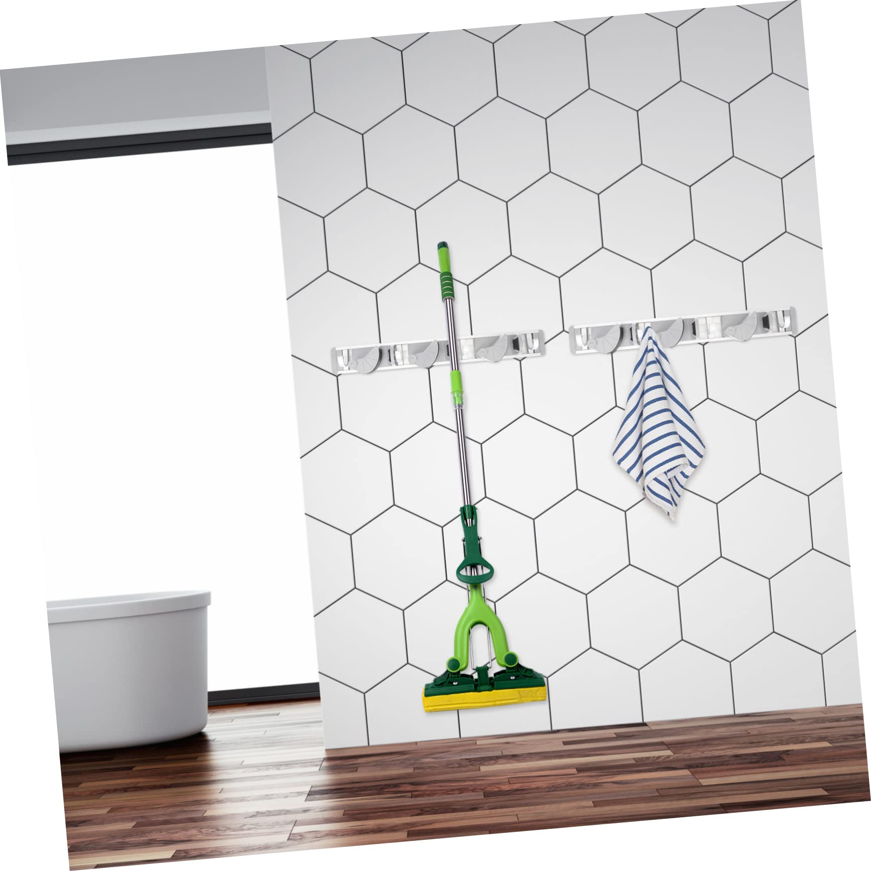 Aluminum Mop Hook Broom Organizer Wall Mount Broom Gripper for Garden Kitchen