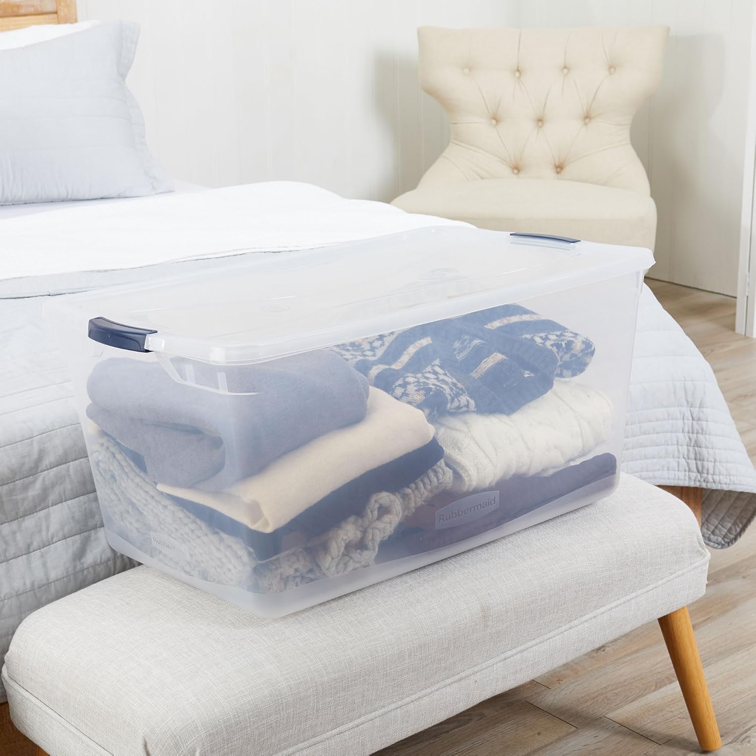 Cleverstore 95 Qt Clear Storage Bins with Lids (4 Count)
