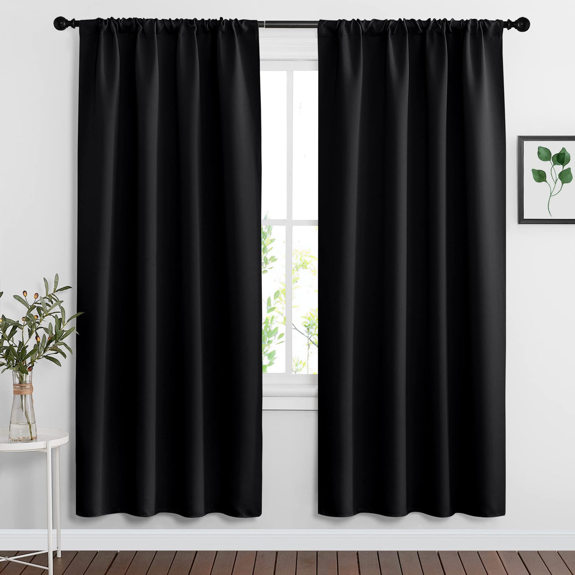Blackout Curtains for Bedroom Living Room Nursery 63 inches Long (2 Count)