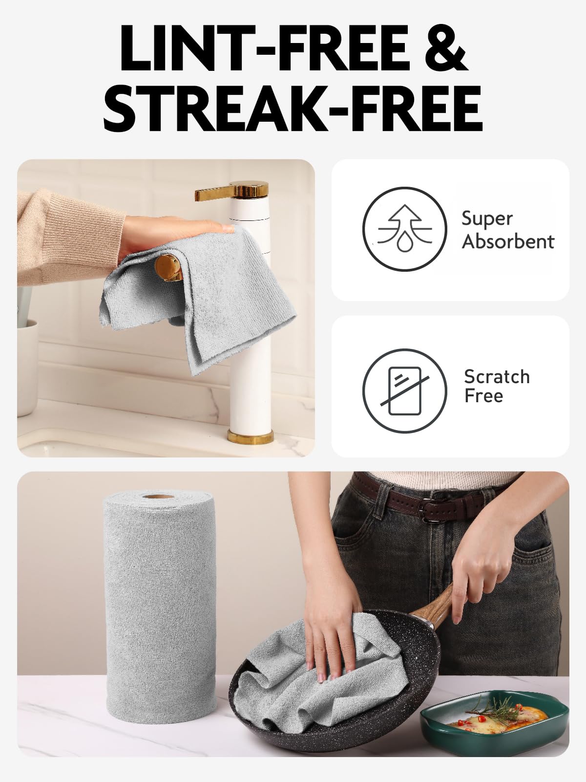 Microfiber Cleaning Cloth Roll (75 Count)