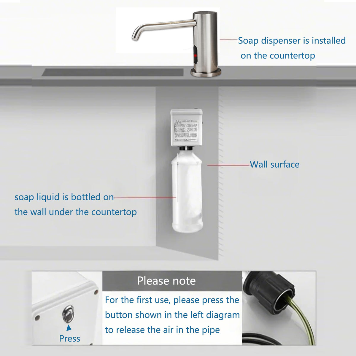 Touchless Automatic Built in Sink Soap Dispenser Infrared Sensors Soap