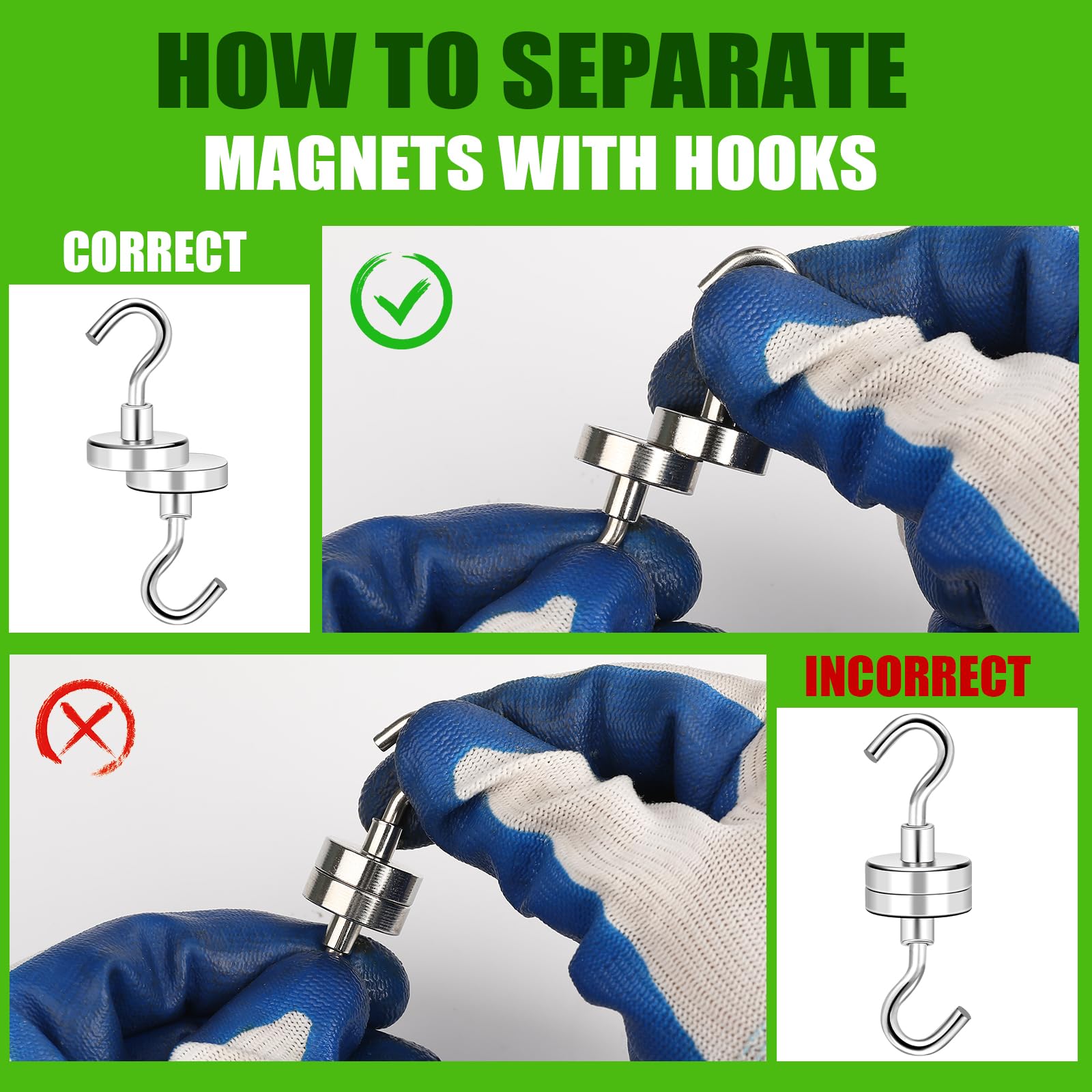 12 Pack Magnetic Hooks Heavy Duty 85lbs Strong Magnets