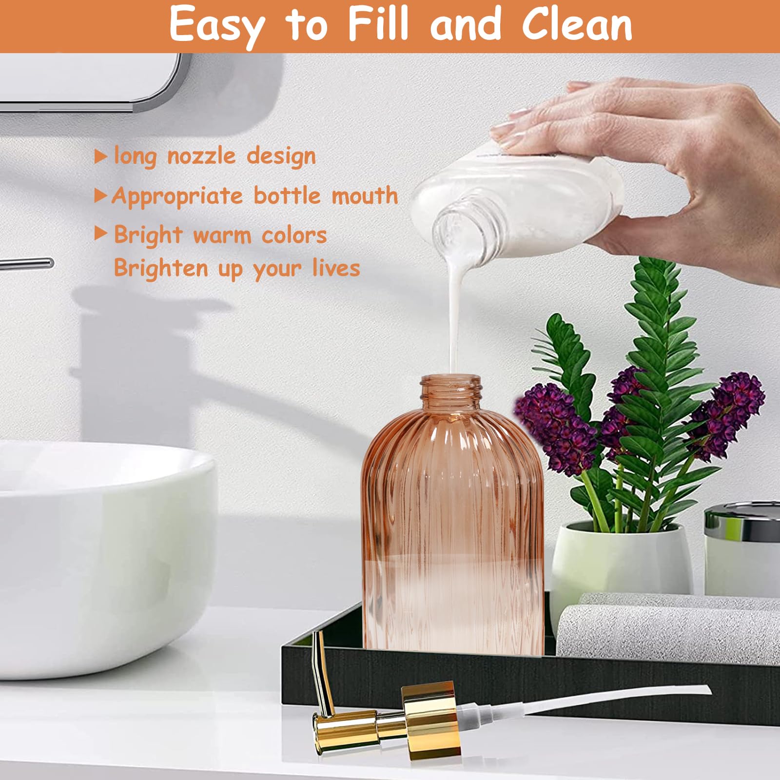 Glass Soap Dispenser with Gold Plastic Pump