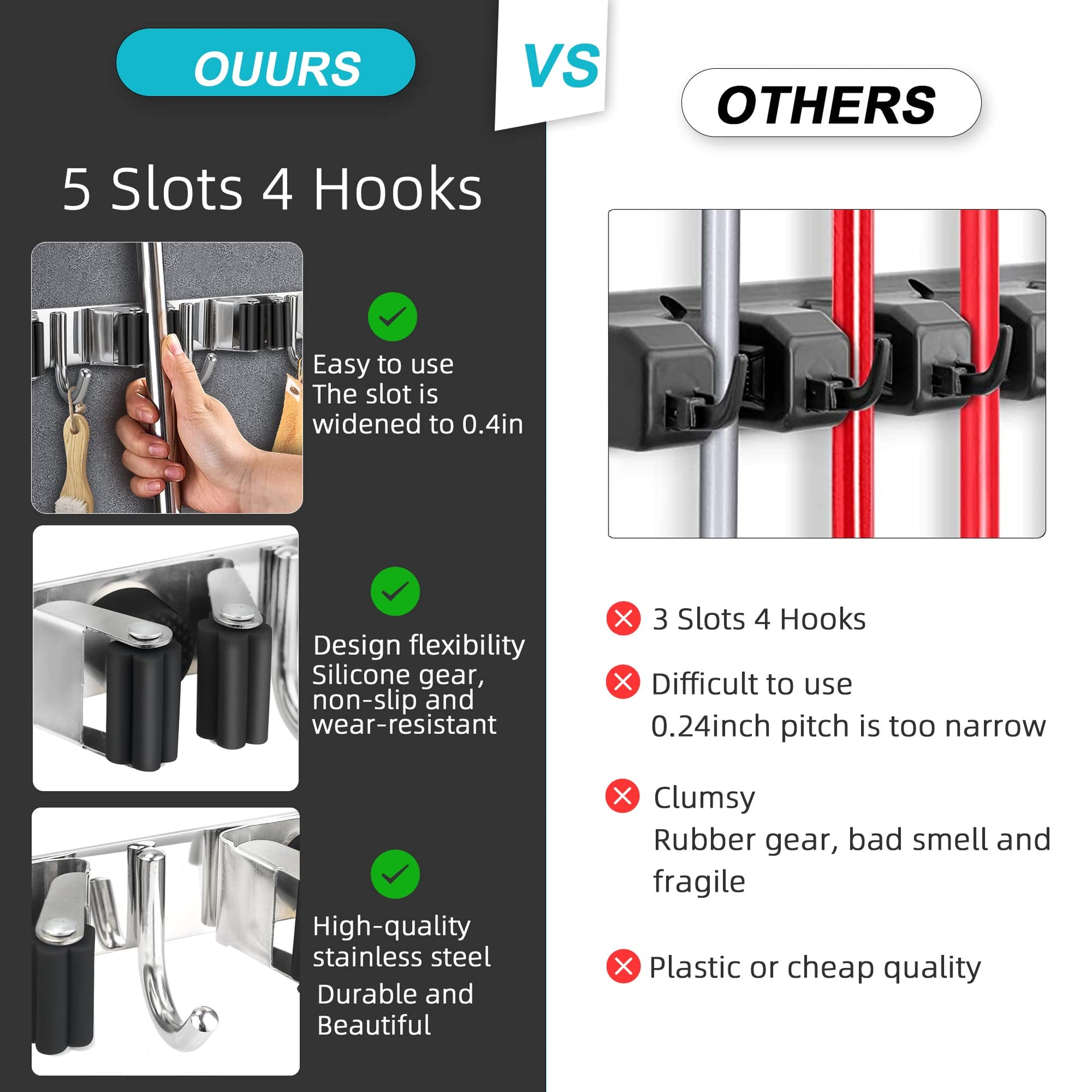 Broom Holder Wall Mount