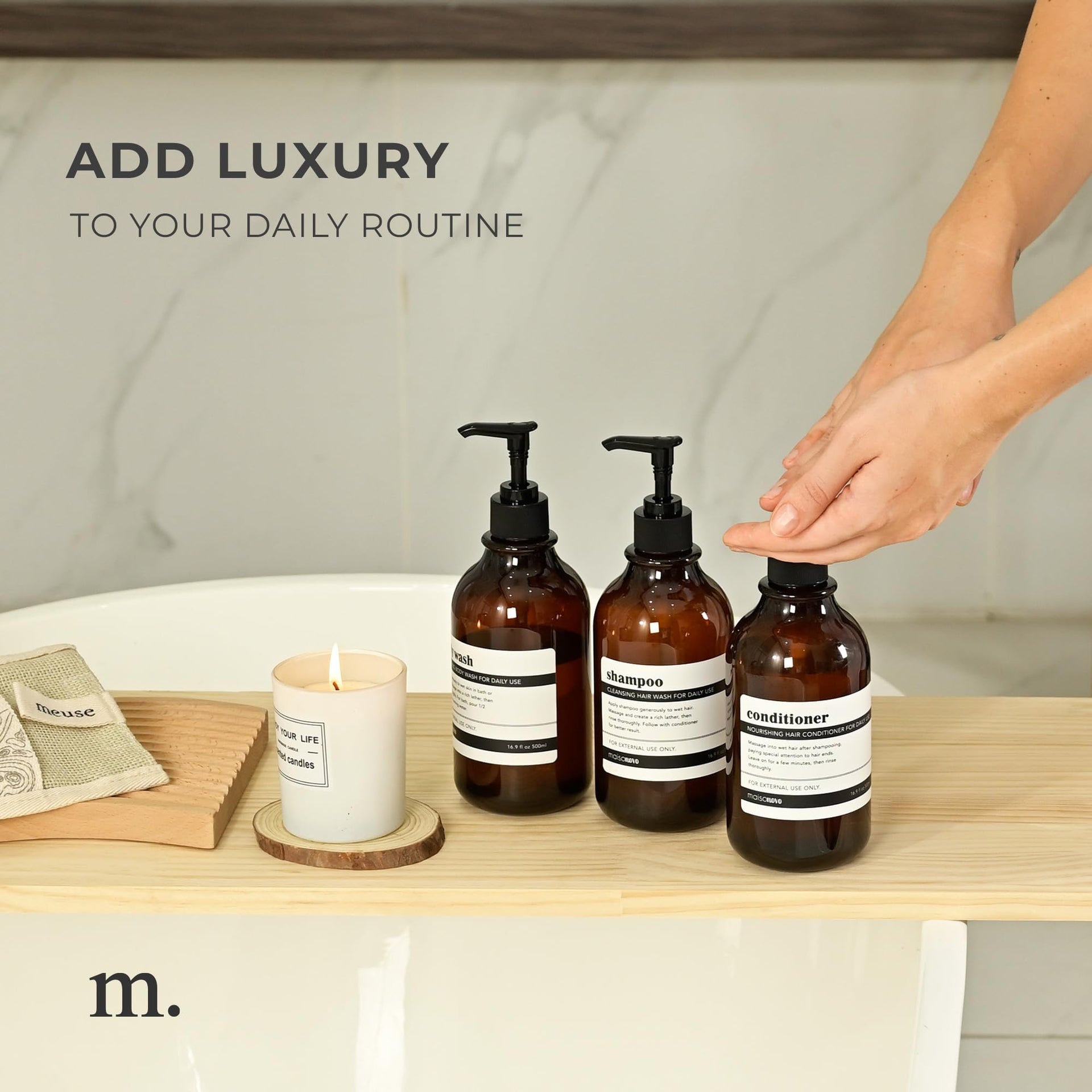 Refillable Shampoo and Conditioner Bottles (3 Count)