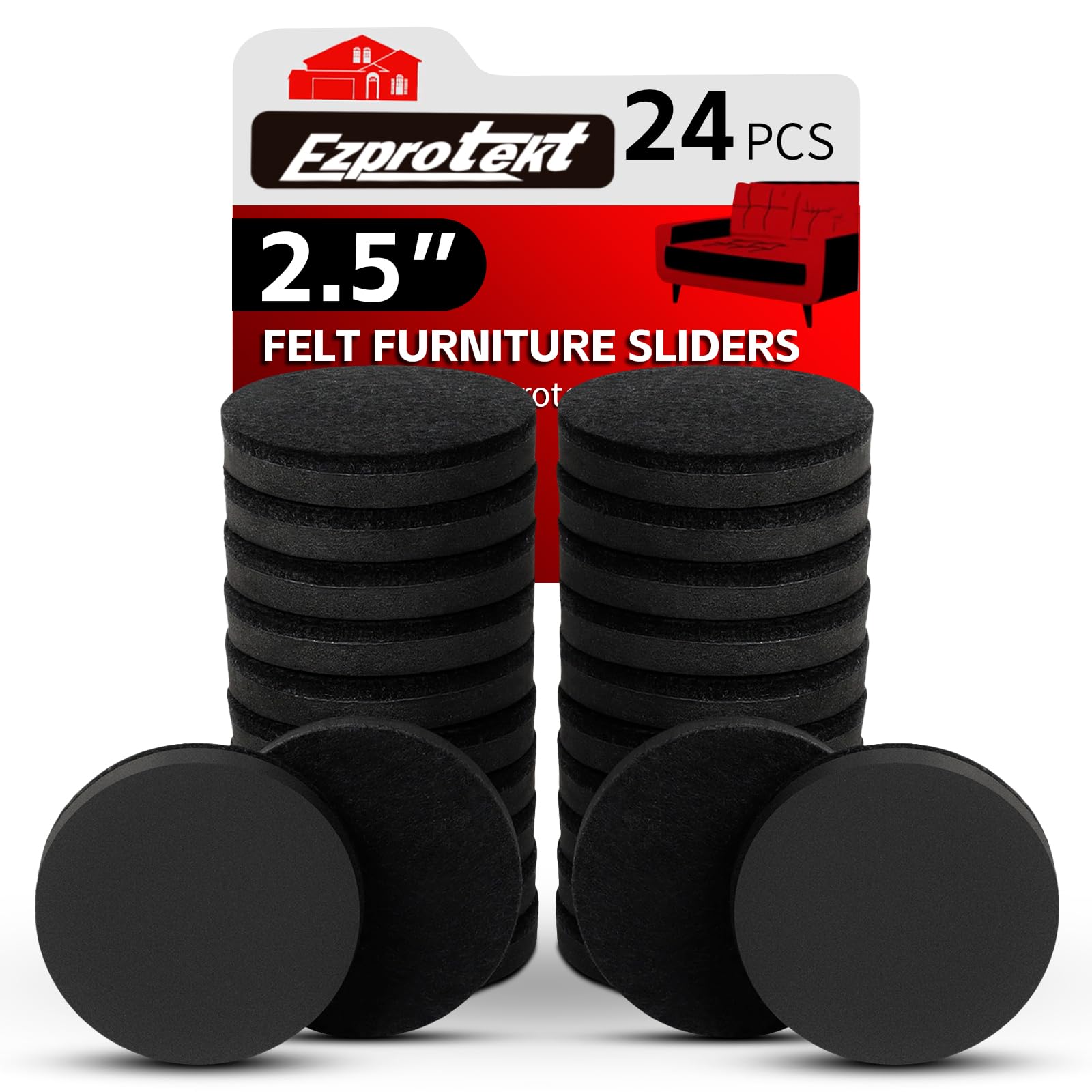Felt Furniture Movers Sliders for Hardwood Floors for Sofa Desk (24 Count)