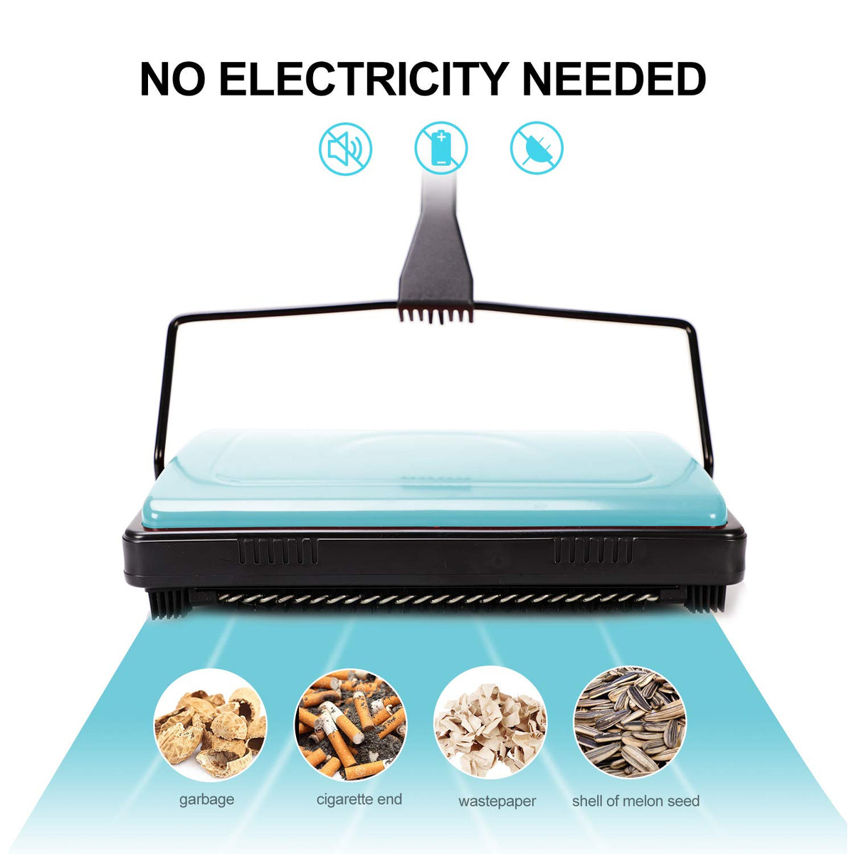 Carpet Sweeper Cleaner Manual Household Sweeper Lightweight Blue