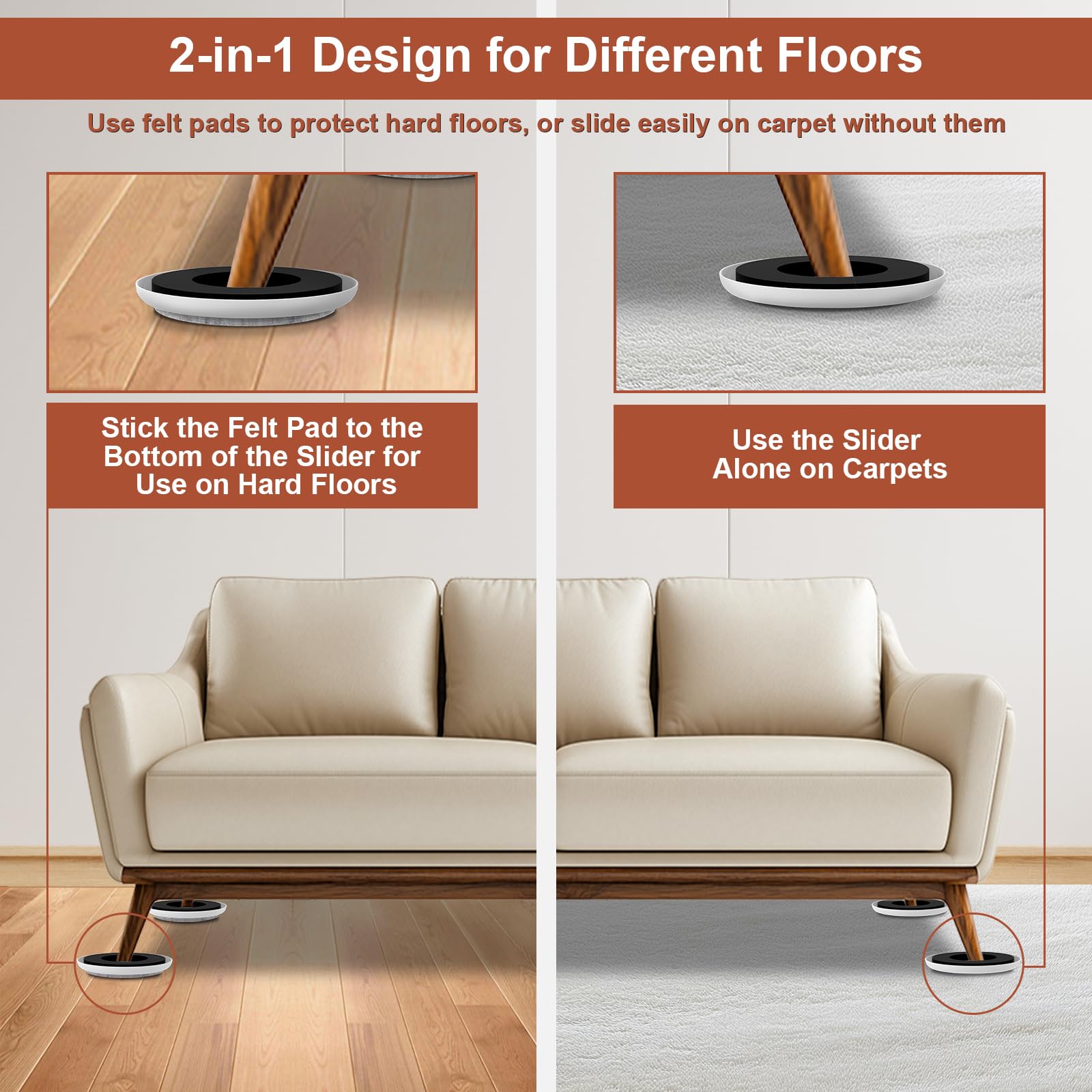 Furniture Sliders for Hardwood Floors (16 Count)