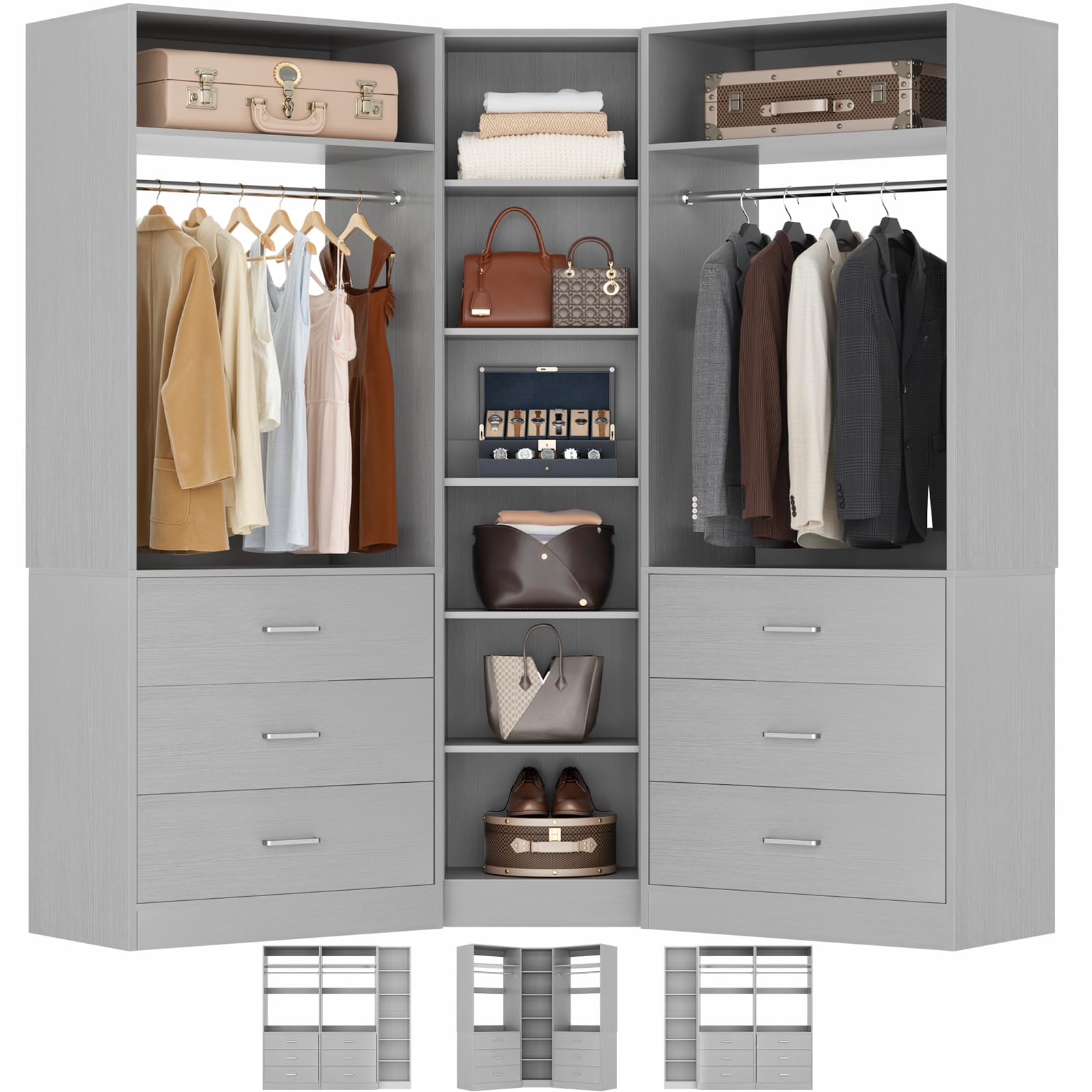 Closet System with 6 Drawers & 10 Shelves
