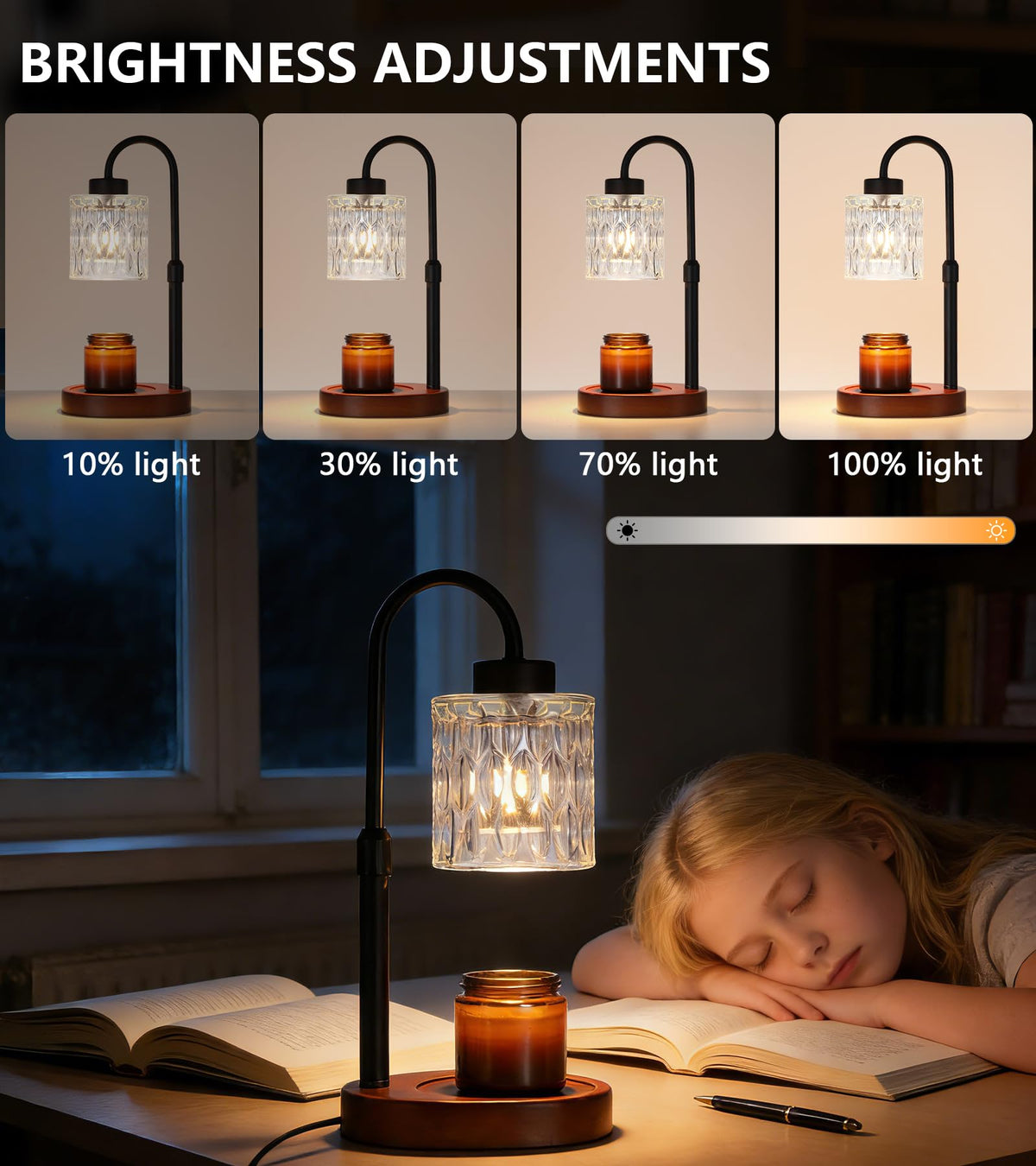 Black Candle Warmer Lamp with Dimmer and Timer