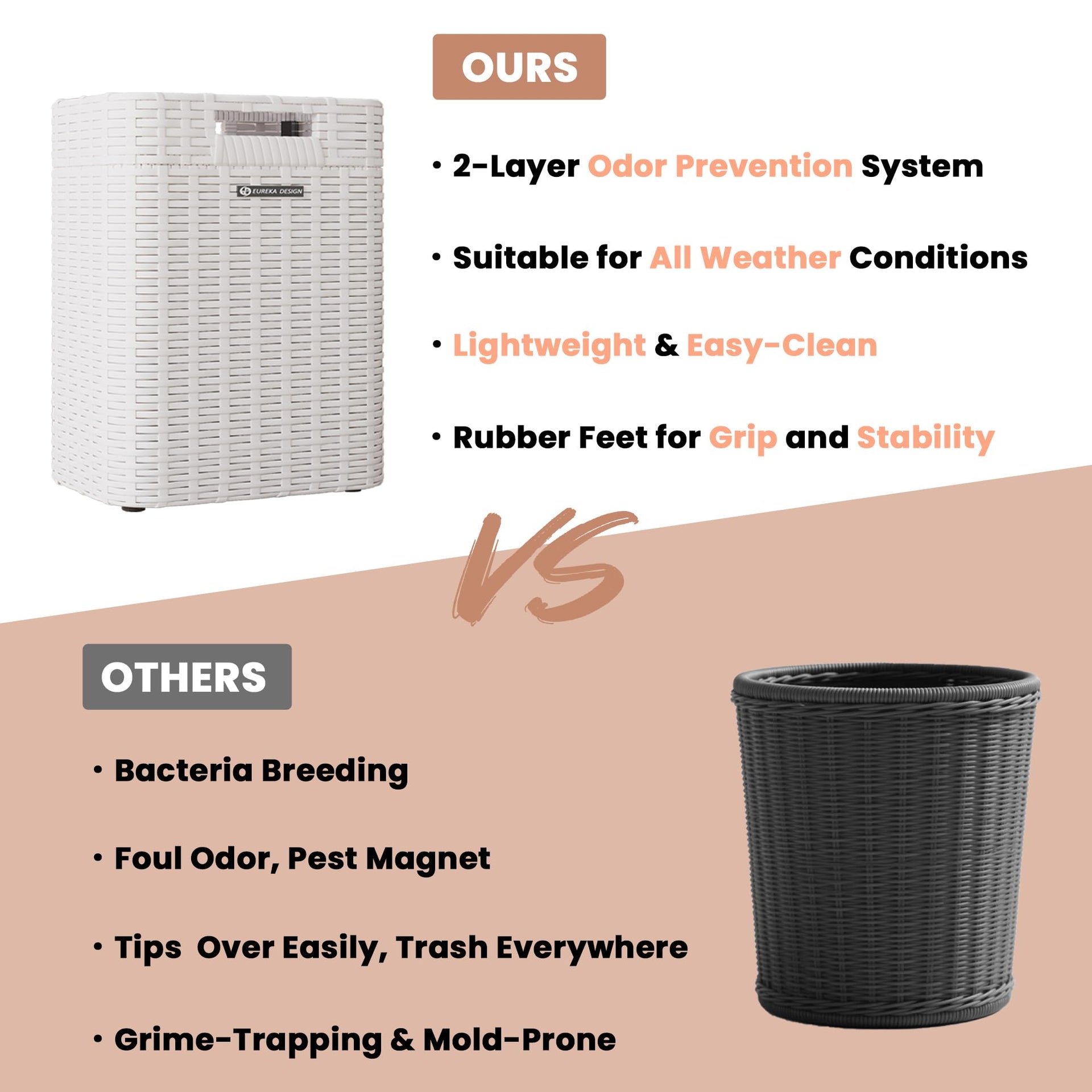Ypati Handwoven 4 Gallon Rattan Trash Can with Lid