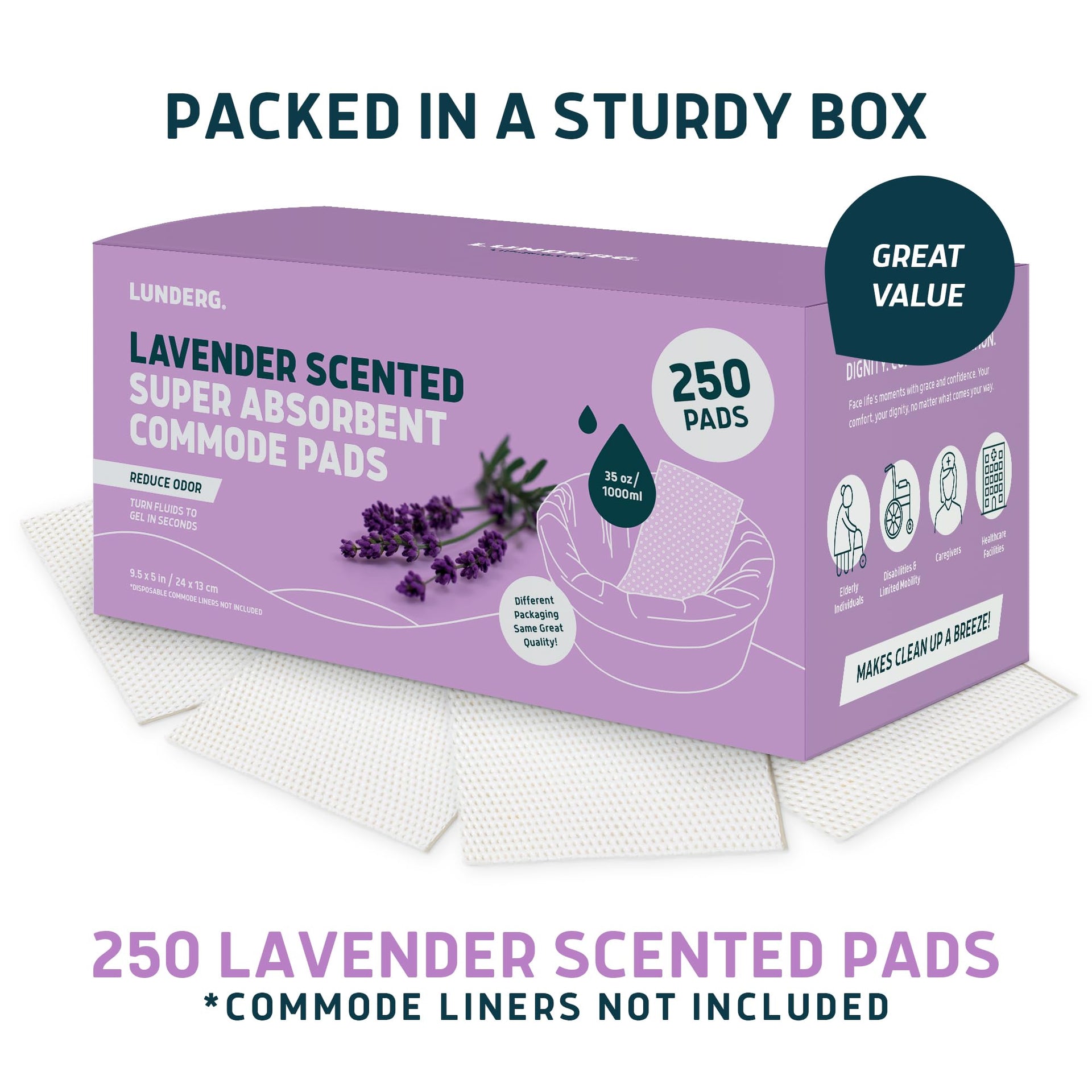 Lavender Scented Super Absorbent Commode Pads (250 Count)