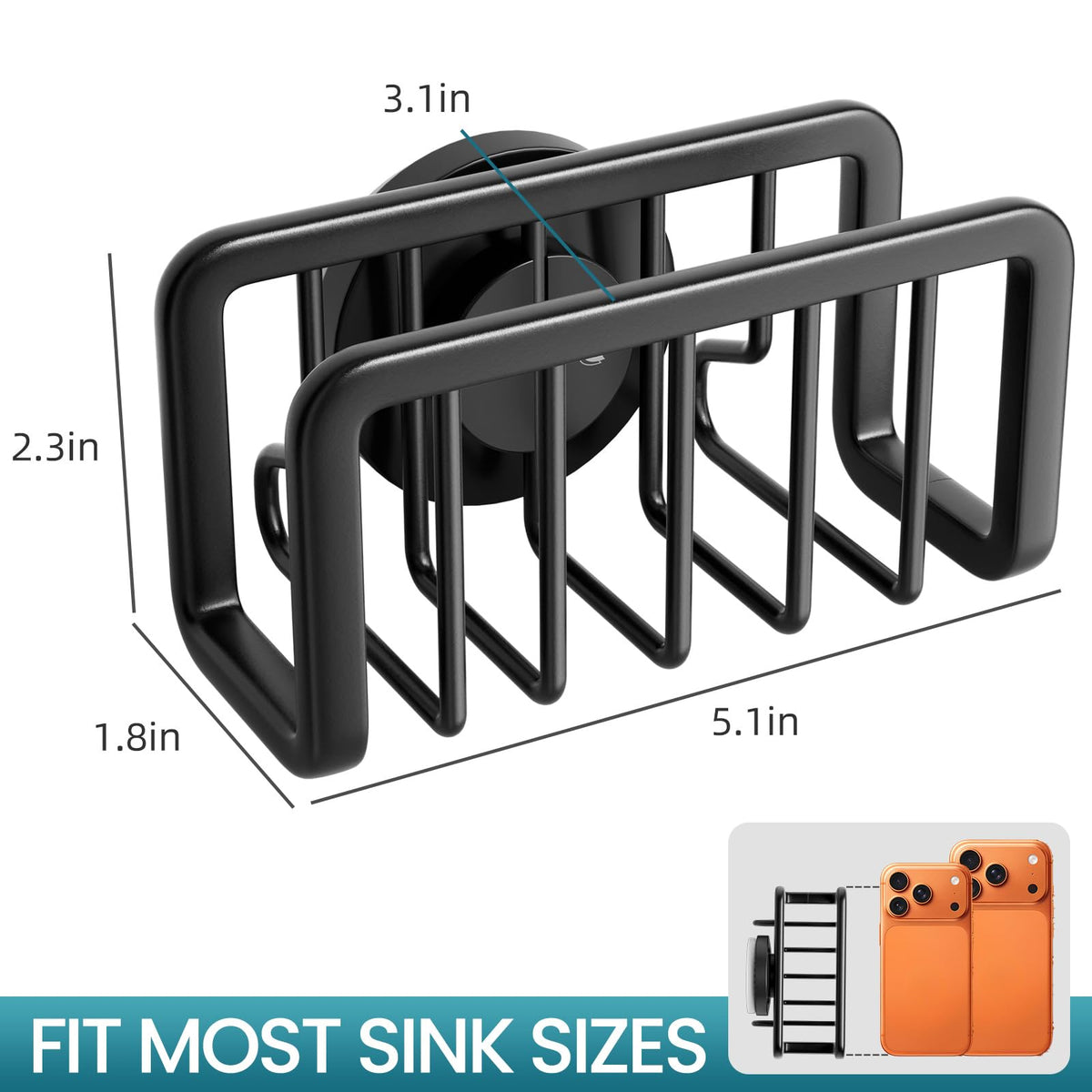 Rustproof Sponge Holder for Kitchen Sink with Suction Cup