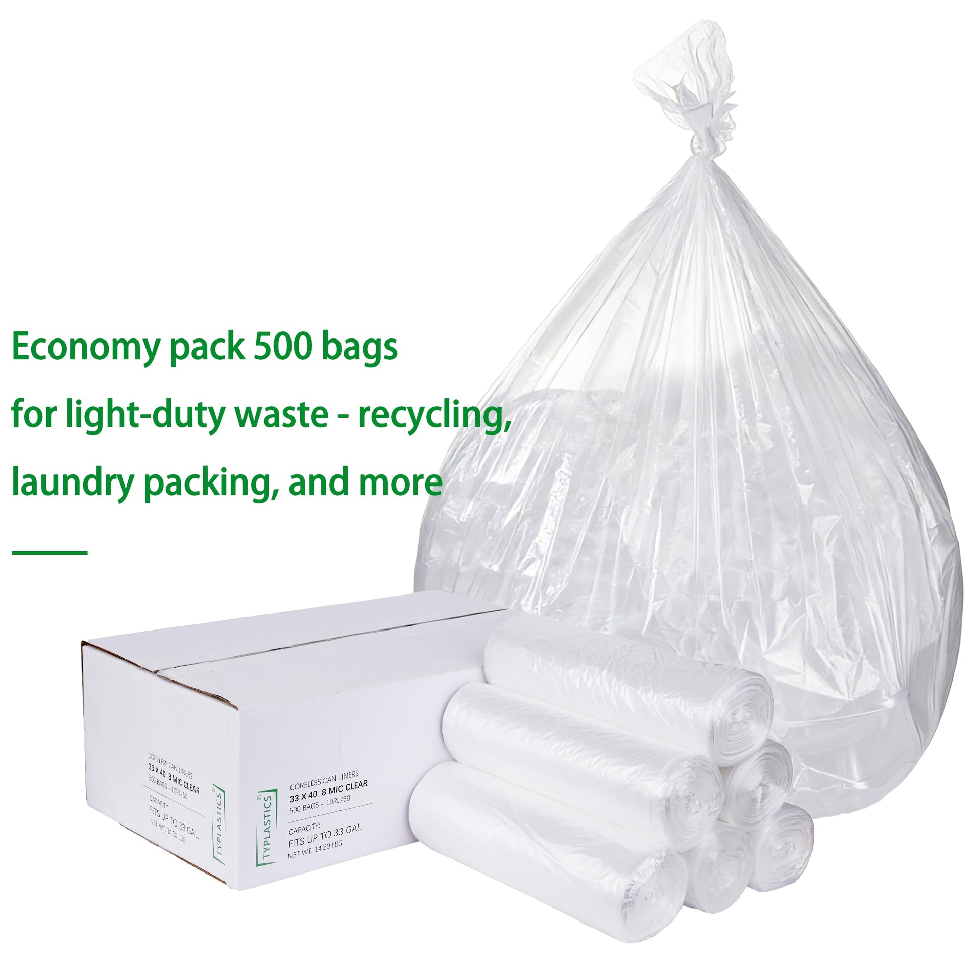 33 Gallon Clear Trash Can Liners (500 Count)