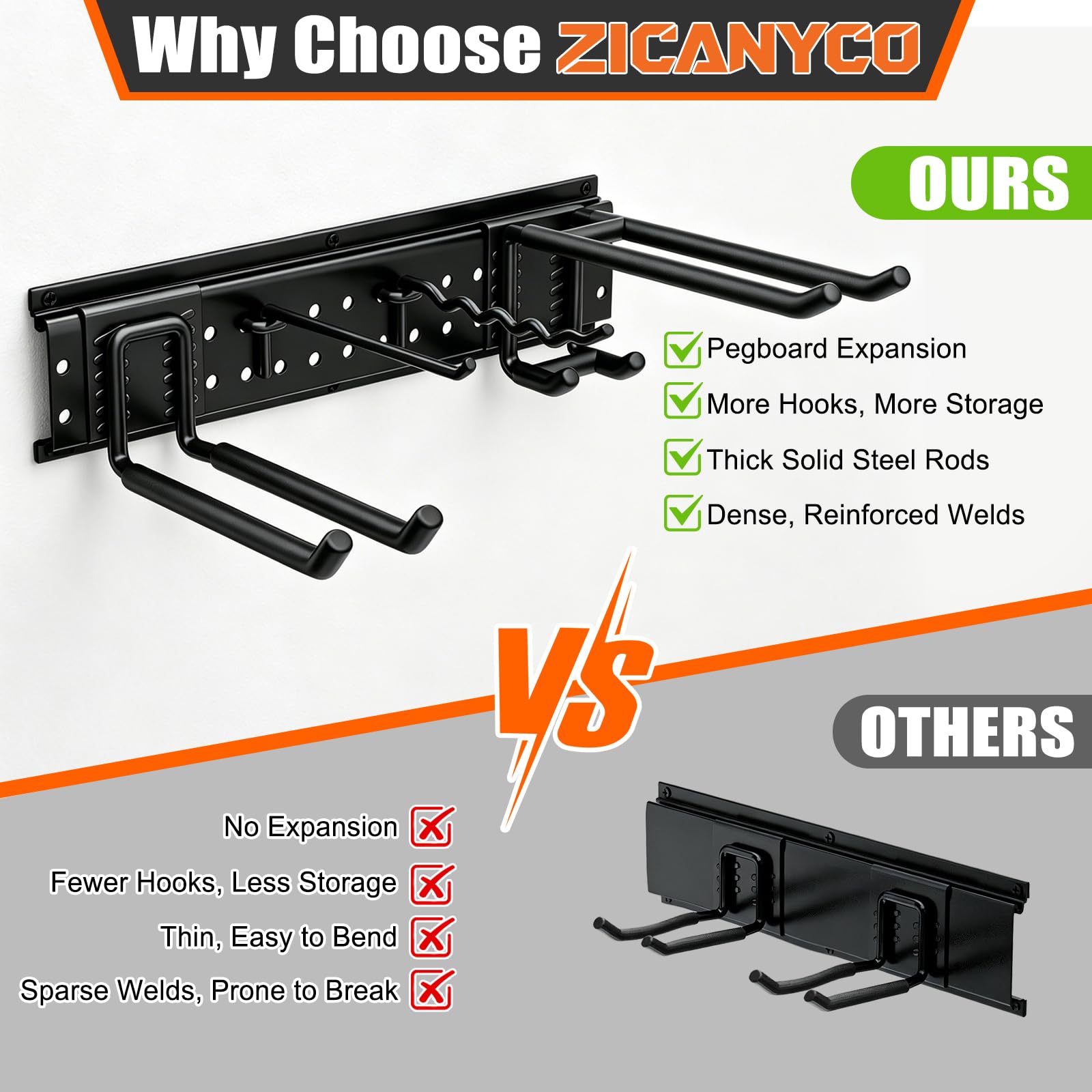 Garage Tool Organizer Wall Mount 66 inches with 13 Adjustable Heavy