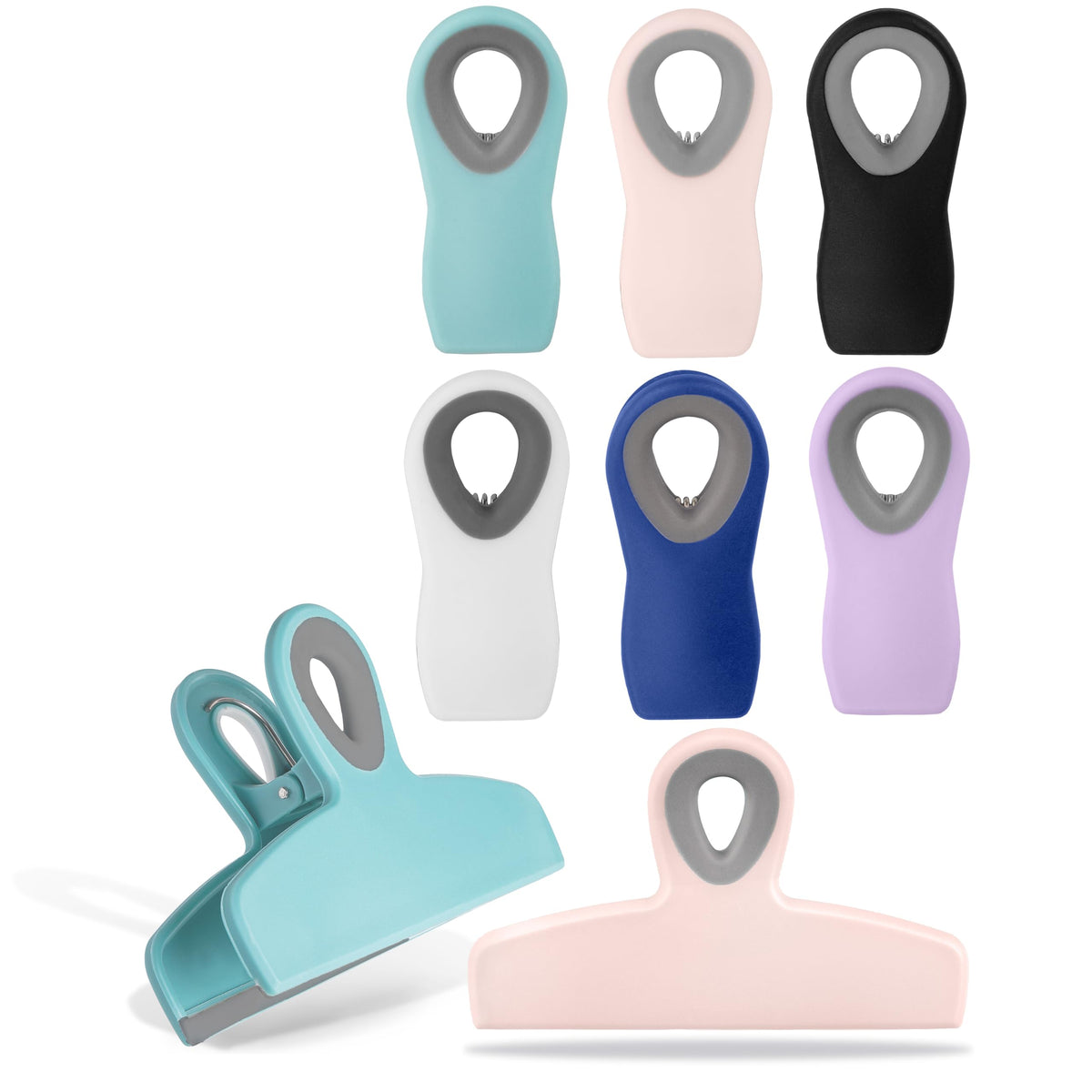 Bag Clips Heavy Duty Chip Clip and Refrigerator Magnet Clips for Food Storage with Air Tight Seal Grip (8 Count)