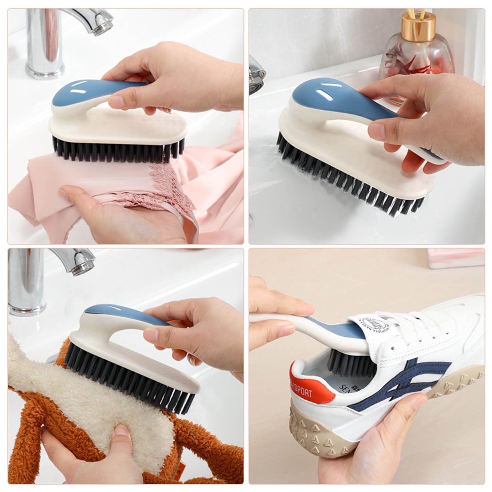Soft Bristle Scrub Cleaning Brush Stain Remover Brush Fabric Cleaning Brush Laundry Brush Small Scrub Brush Cleaner Household Cleaning Brushes for Carpet (2 Count)