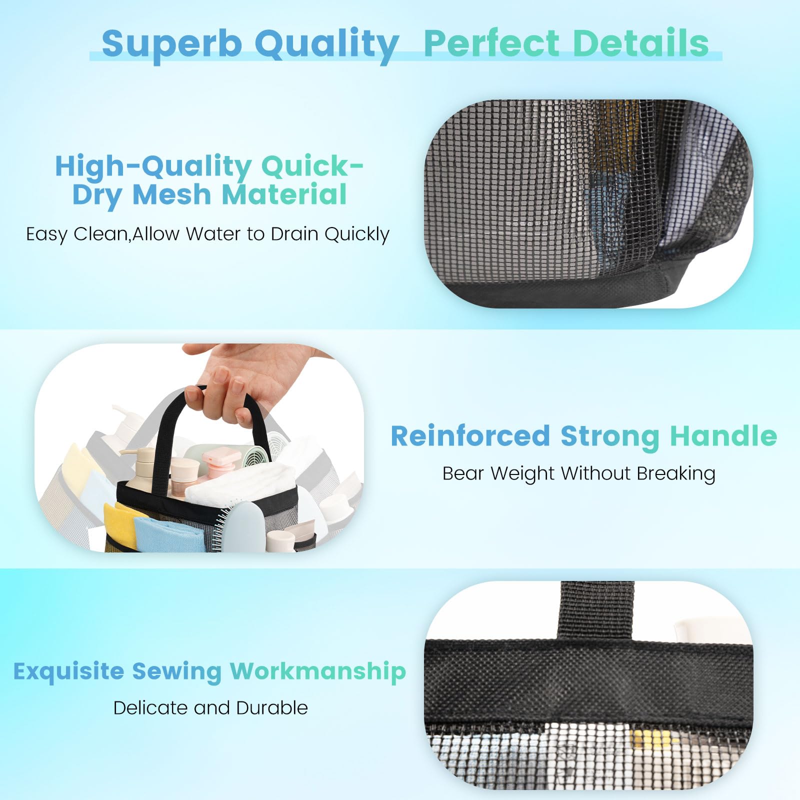Mesh Shower Caddy Portable for College Dorm Room Essentials for Girls with 9 Pockets