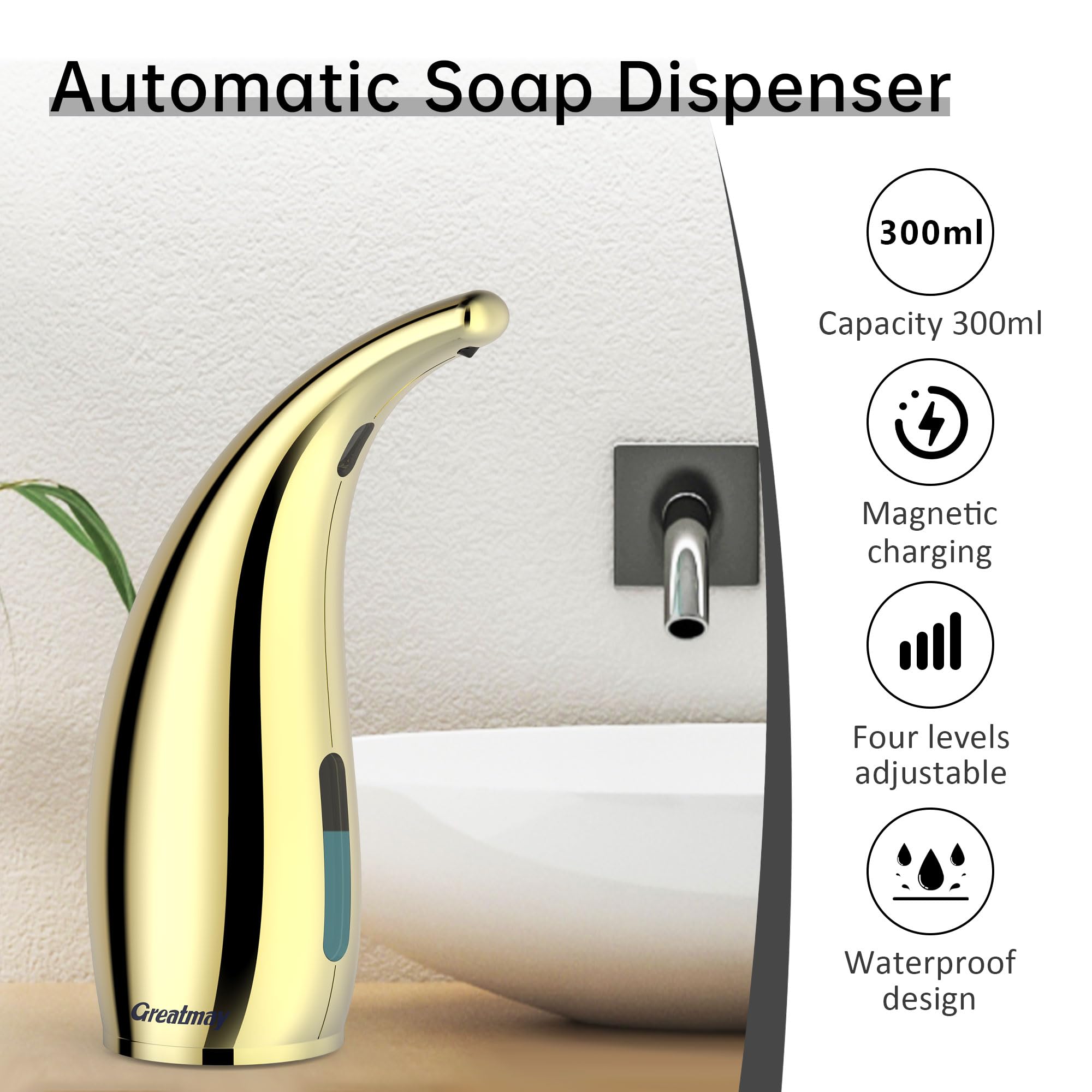 Automatic Soap Dispenser Touchless Rechargeable 10 oz