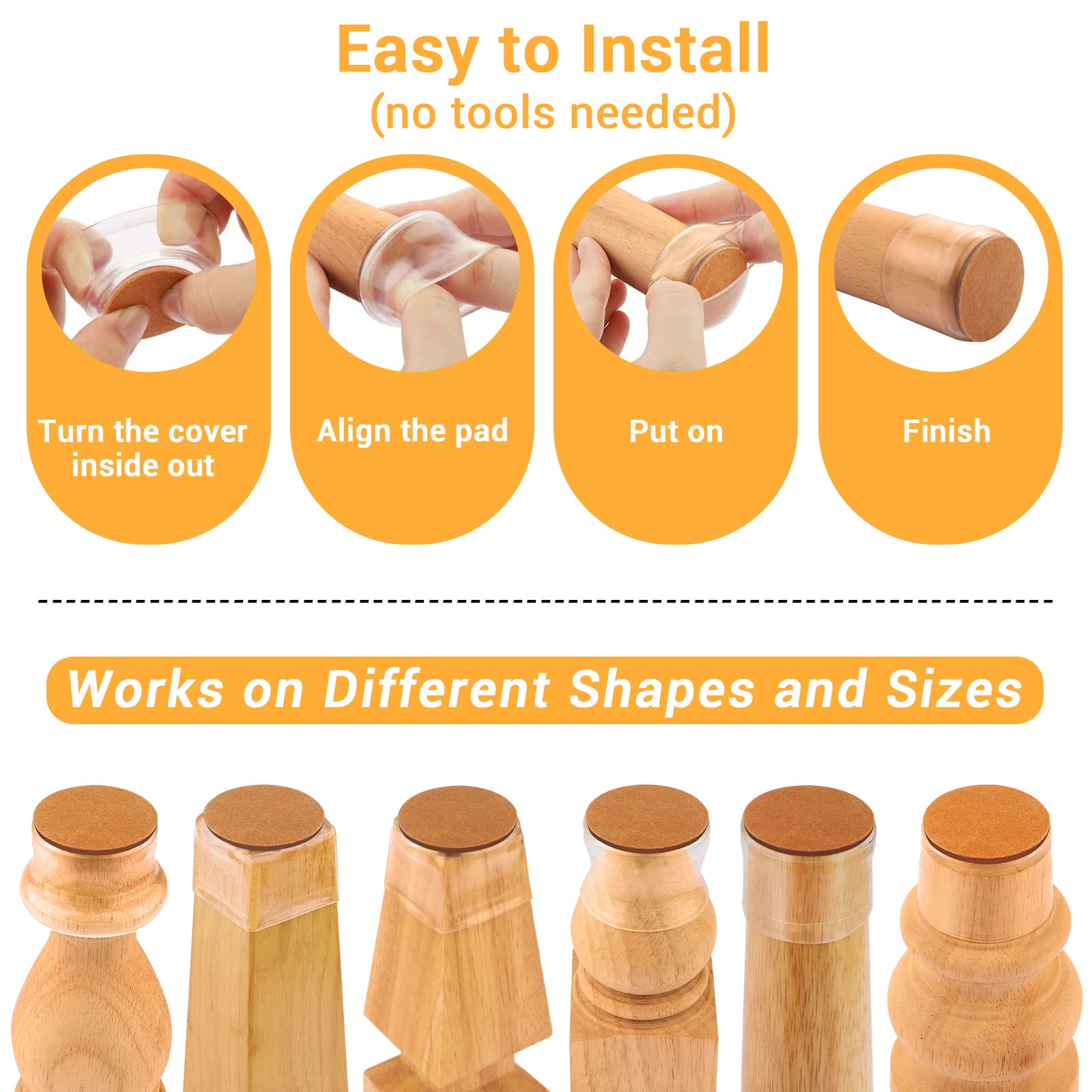 24 Pcs Extra Large Round Silicone Chair Leg Floor Protectors (24 Count)