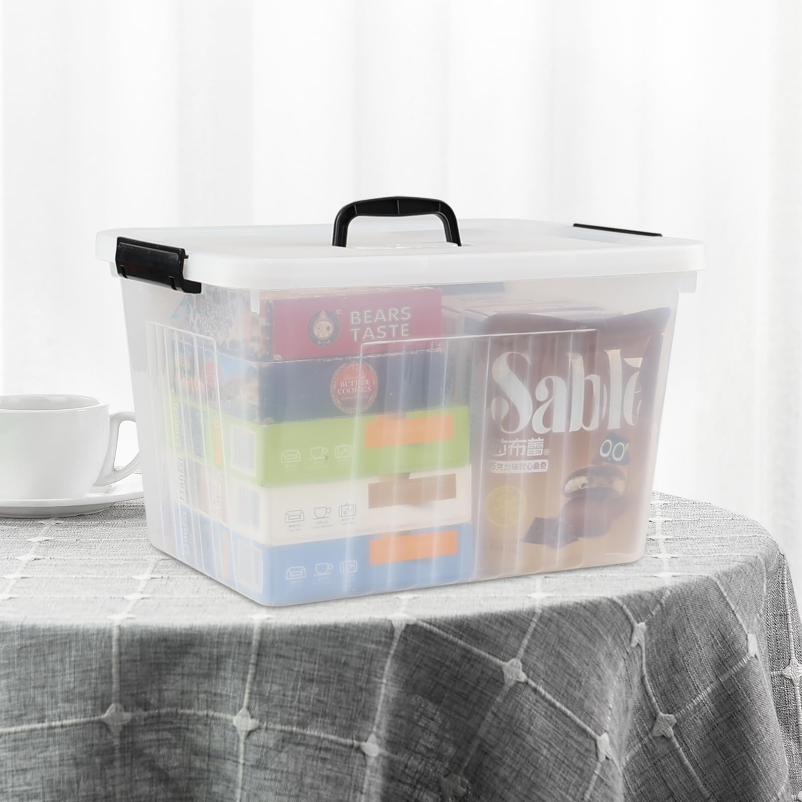 18 L Clear Plastic Storage Box with Handle (6 Count)