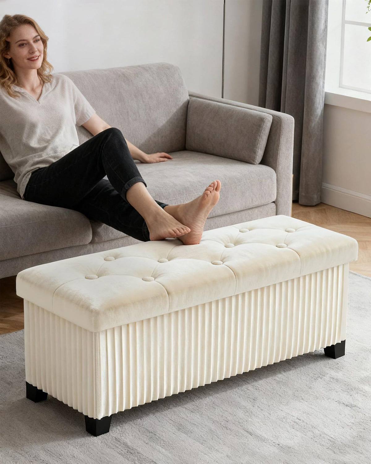 43 Inches Storage Ottoman Bench