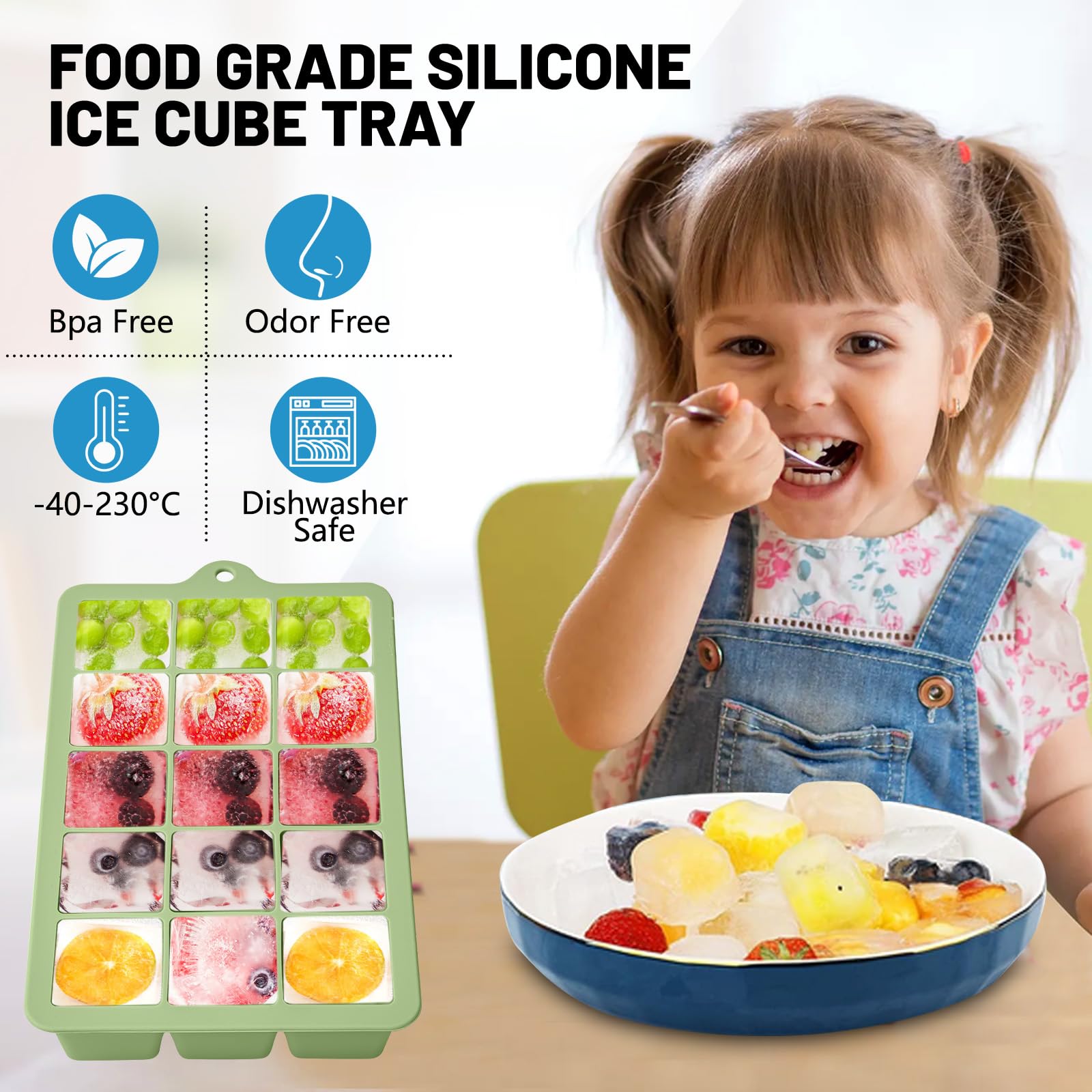 Silicone Ice Cube Trays 3Packs (3 Count)
