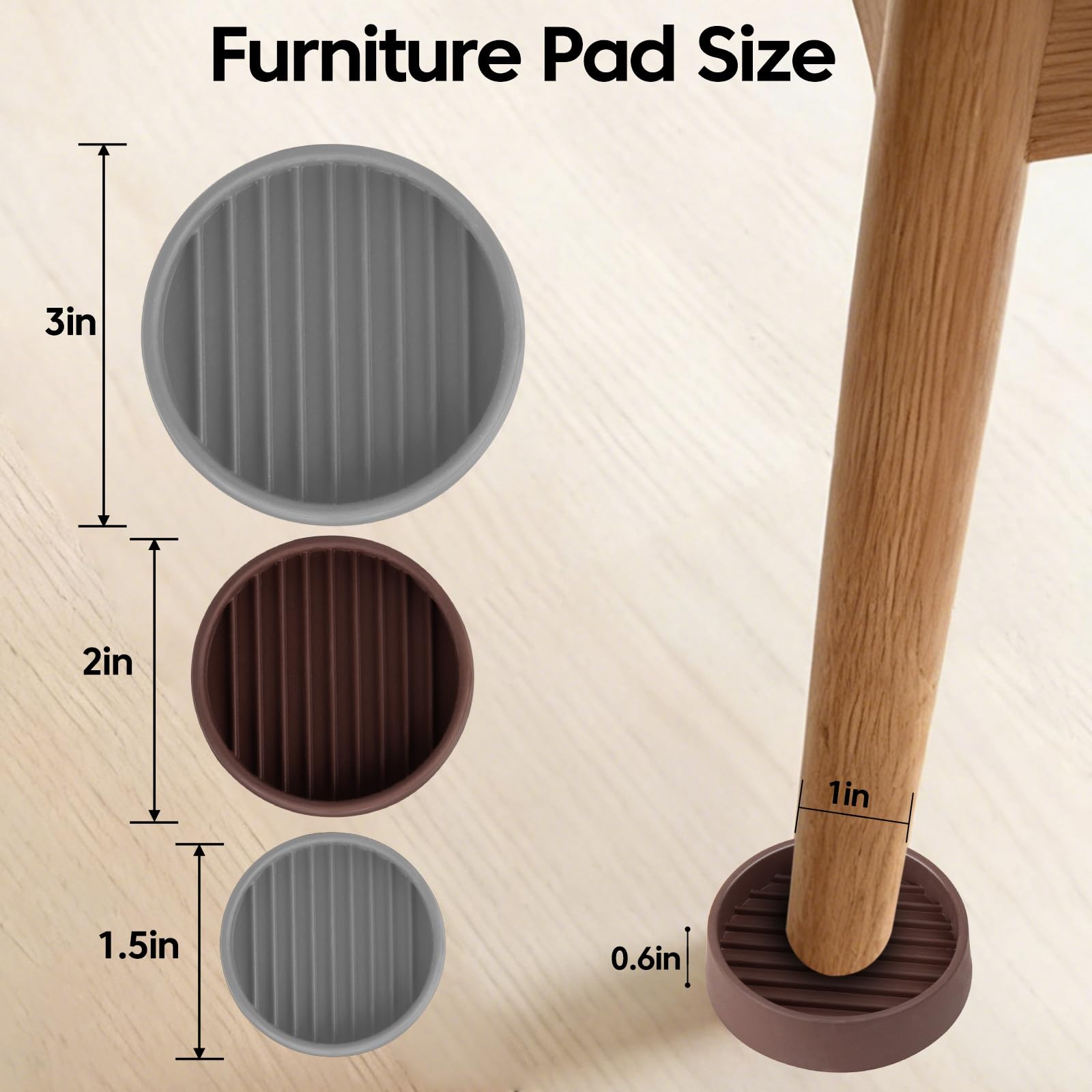 Rubber Non Slip Furniture Pads (8 Count)