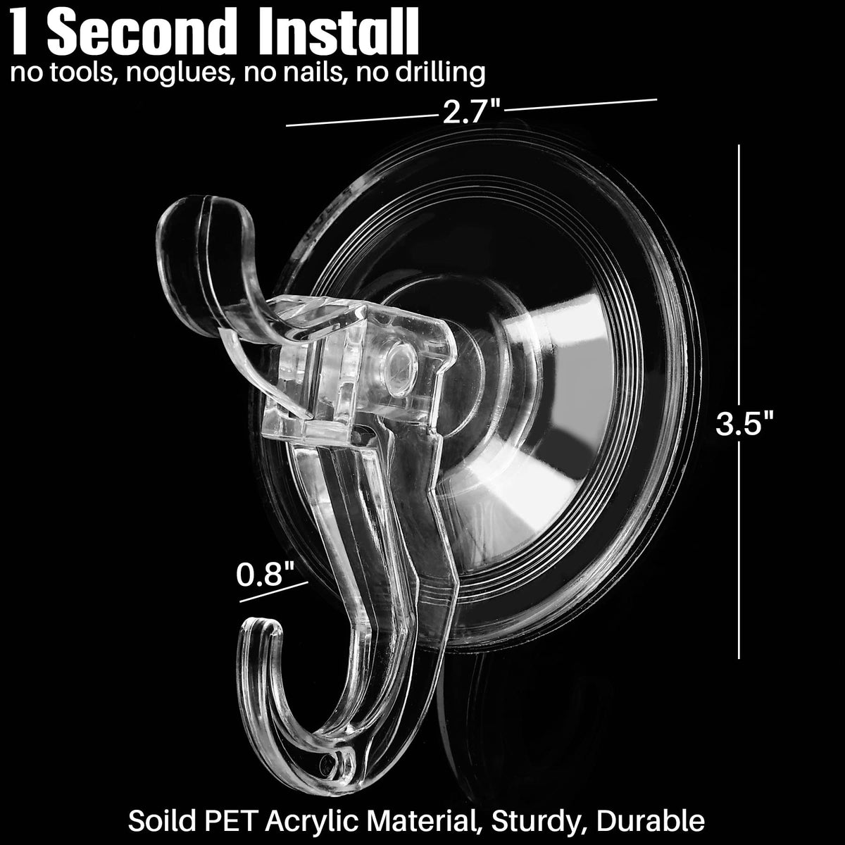 Transparent Heavy Duty Suction Hooks (5 Count)