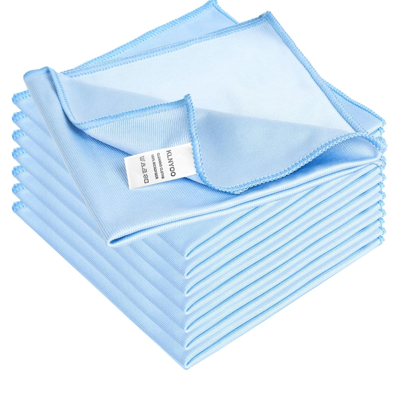 Microfiber Glass Cleaning Cloths Lint Free Streak Free Quickly and Easily Clean Windows & Mirrors Without Chemicals Polishing Cloth 16x16 Inch 8 Pack Blue (8 Count)