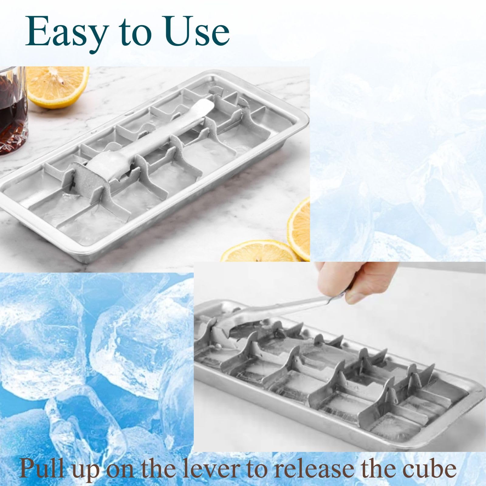 3 Pack Stainless Steel Ice Cube Trays (3 Count)