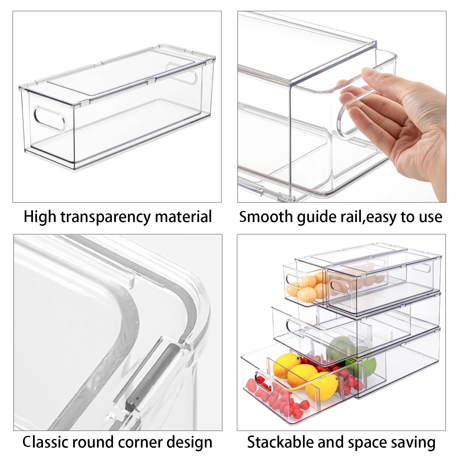 9 Pack Stackable Refrigerator Organizer Bins Pull