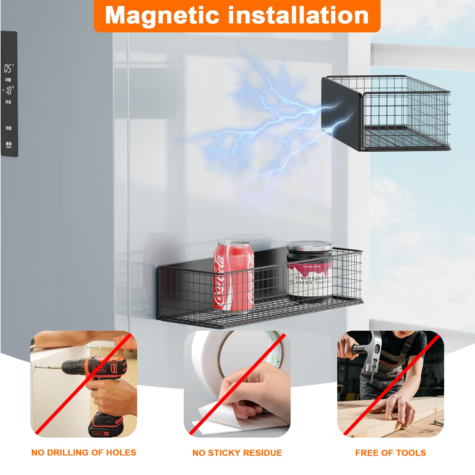 2Pack Magnetic Basket Organizer Holder for Fridge (2 Count)