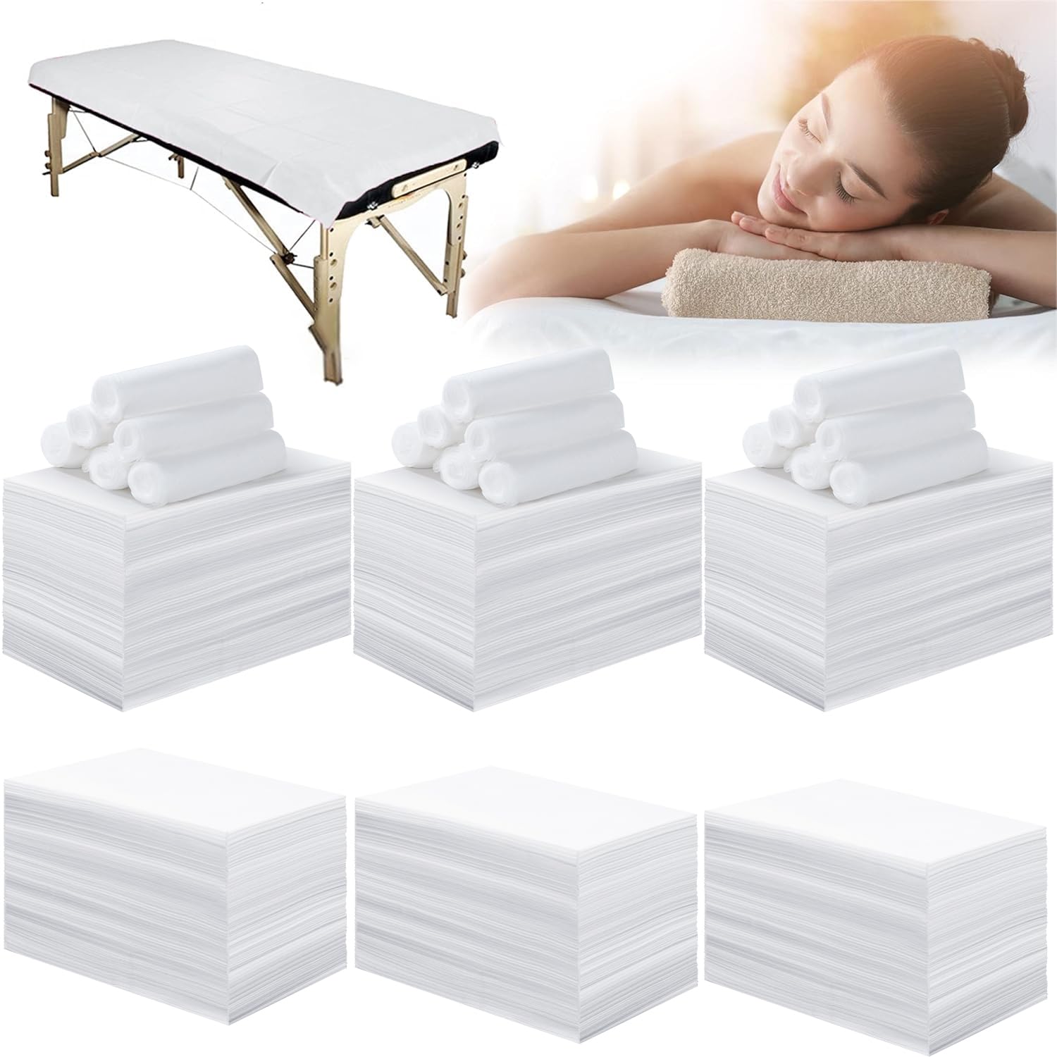 600 Pcs Disposable Bed Sheets for Massage Table 31" x 71" Massage Table Sheet Soft Non Woven Bed Cover Breathable for SPA Massage Beauty Tattoos (600 Count)