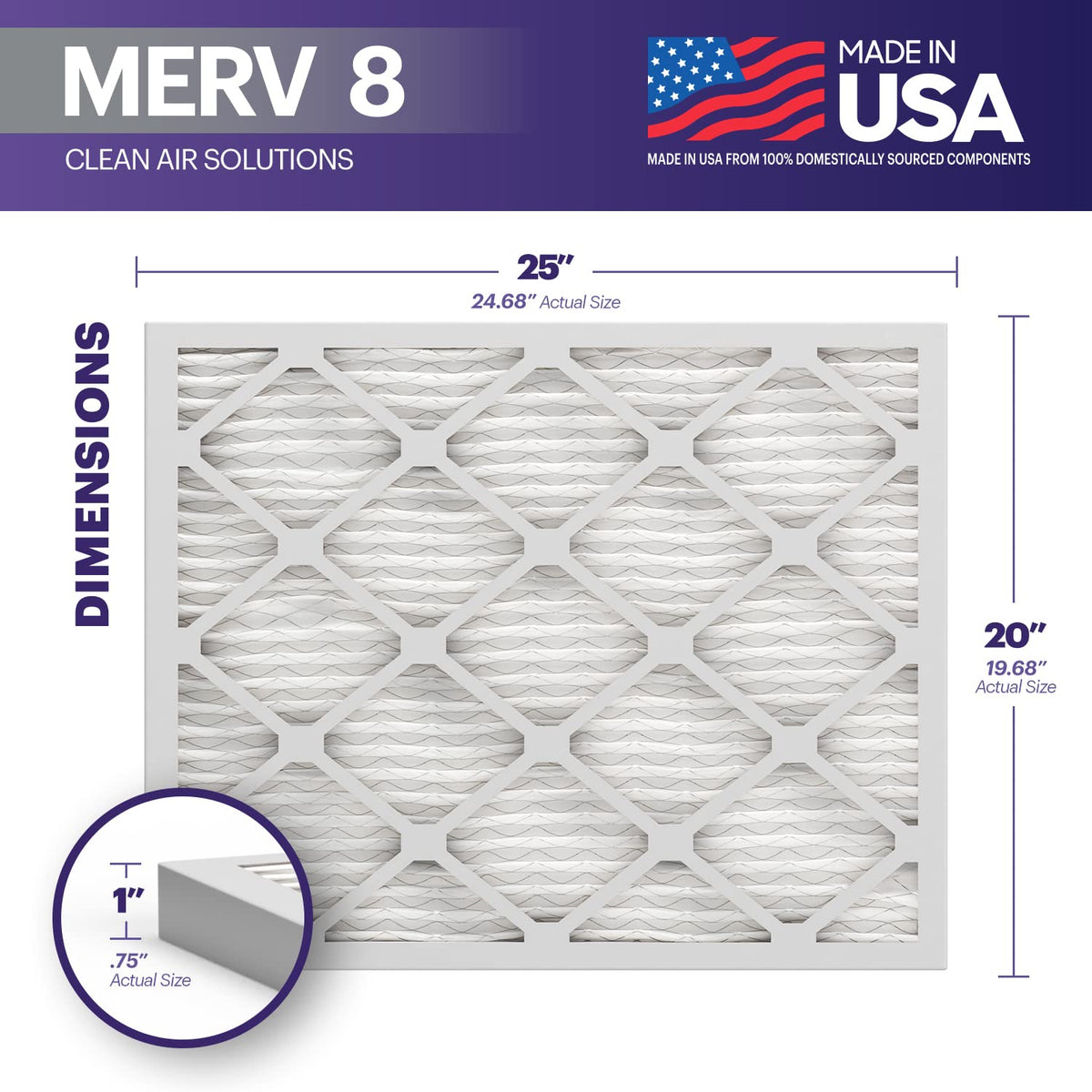 TruFilter 20x25x1 Air Filter MERV 8 (12 Count)