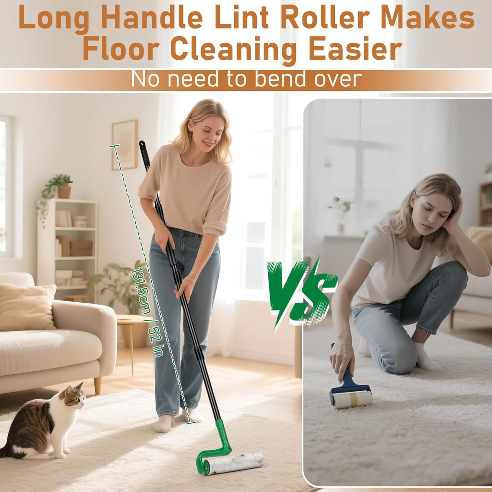 10" Large Lint Roller for Pet Hair (100 Count)